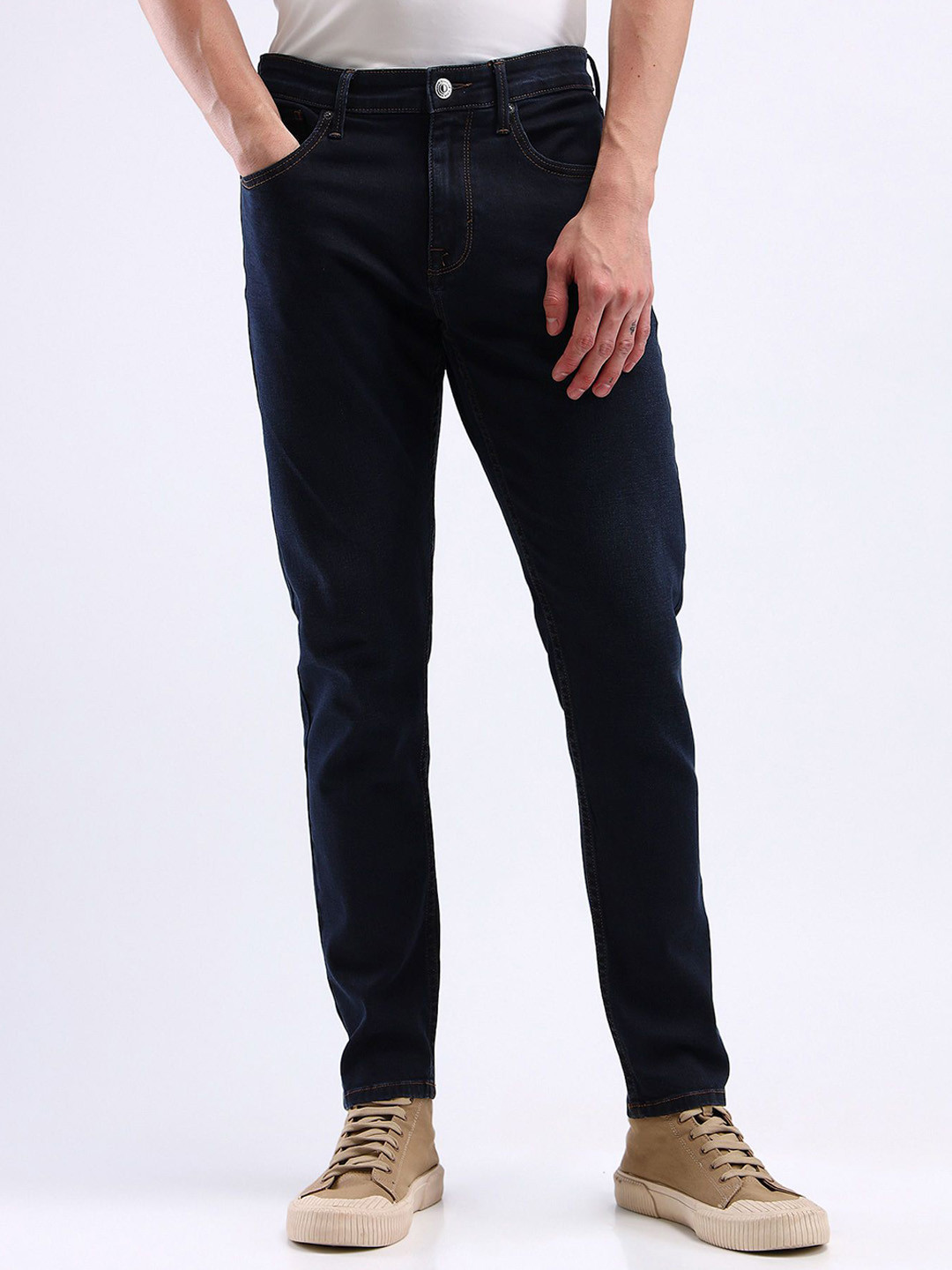 

Flying Machine Men Mid-Rise Tapered Fit Stretchable Jeans, Blue