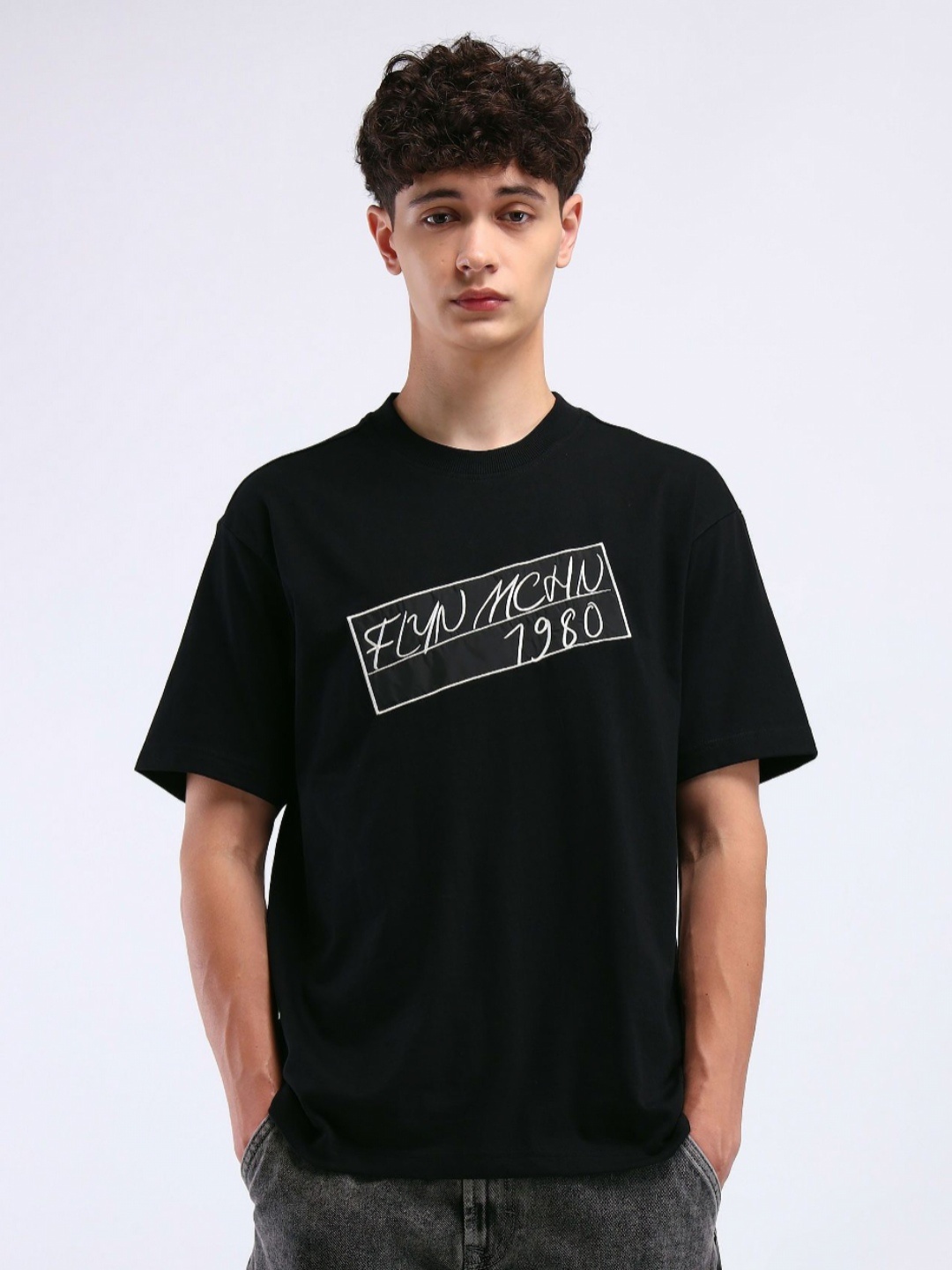

Flying Machine Men Typography Printed T-shirt, Black