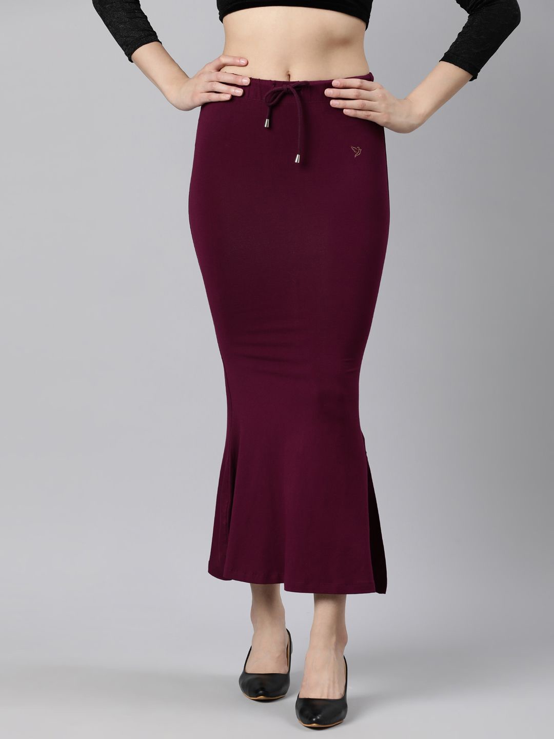 

TWIN BIRDS Women Solid Stretchable Mermaid Fit Saree Skirt, Maroon