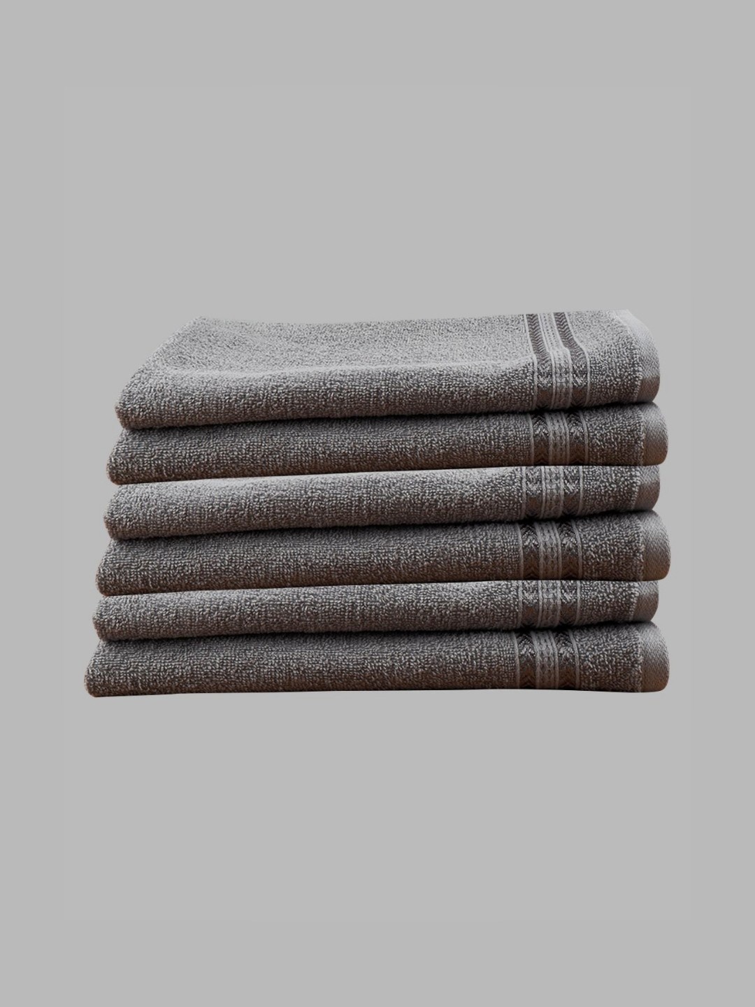 

Ramraj Pack of 6 Cotton Solid Grey 450 GSM Towel Set