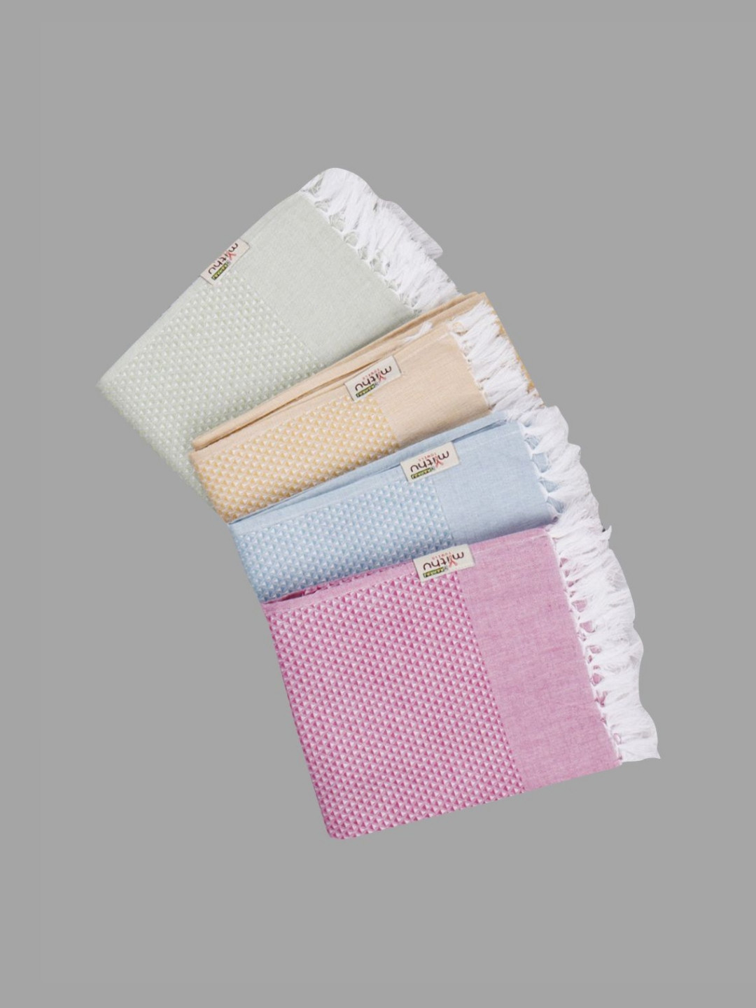 

Ramraj Pink & Blue 4 Piece Self Design Pure Cotton 170 GSM Towel Set