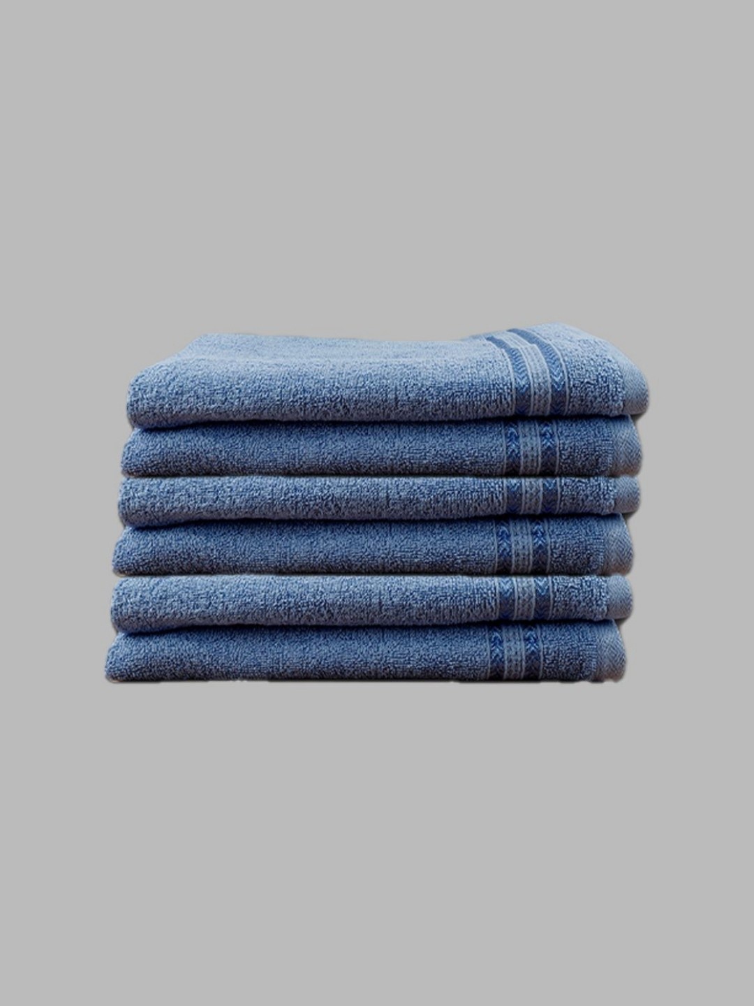 

Ramraj Pack of 6 Cotton Solid Blue 450 GSM Towel Set, Navy blue