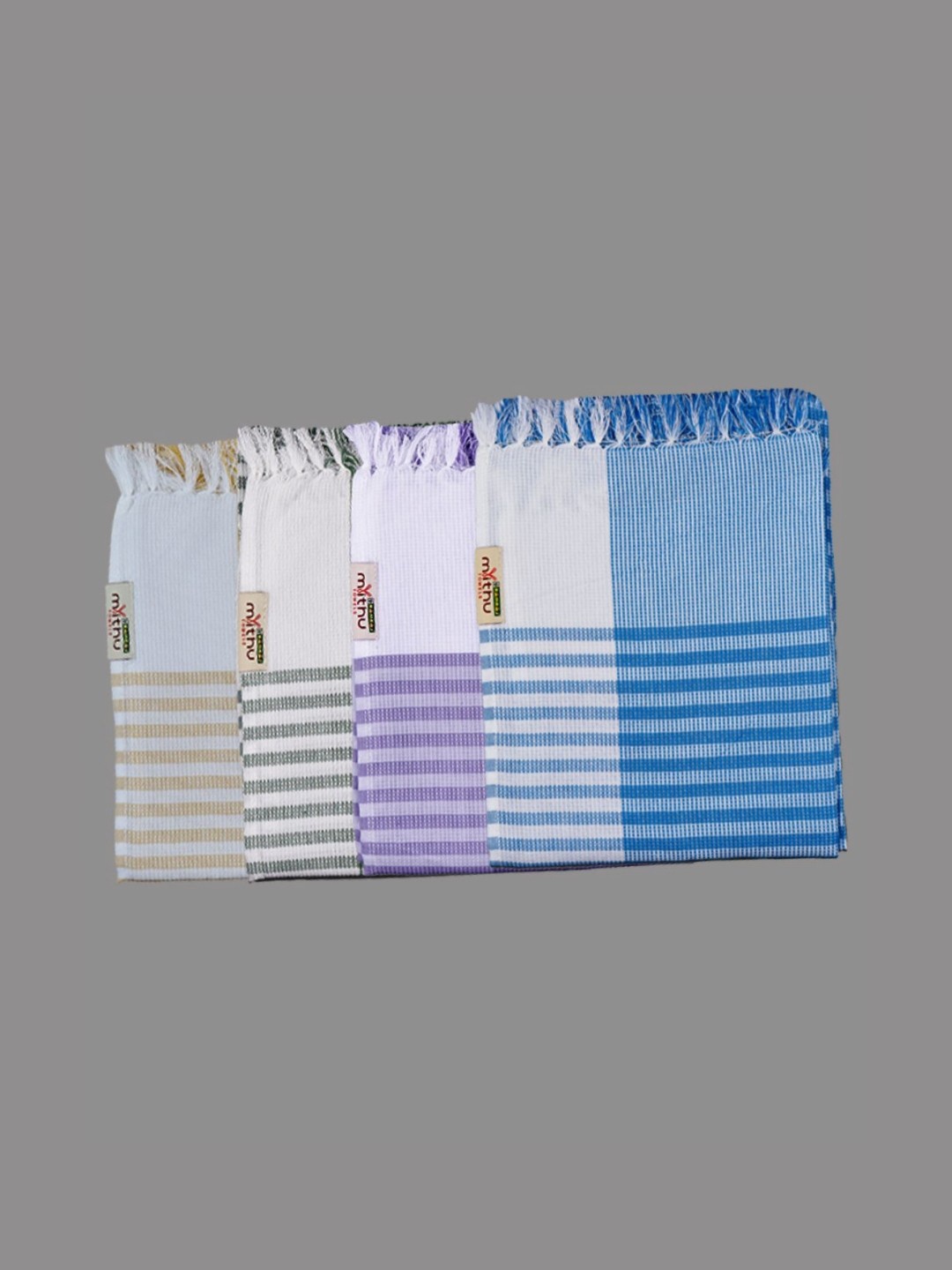 

Ramraj Pure Cotton Pack of 4 Striped 180 GSM Bath Towel, Blue