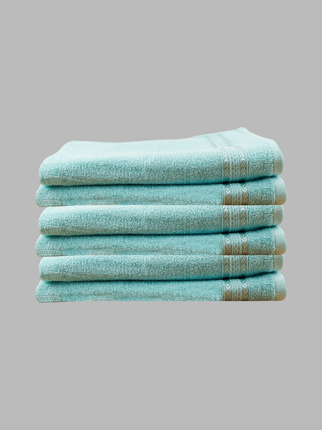 

Ramraj Pack of 6 Cotton Solid Blue 450 GSM Towel Set