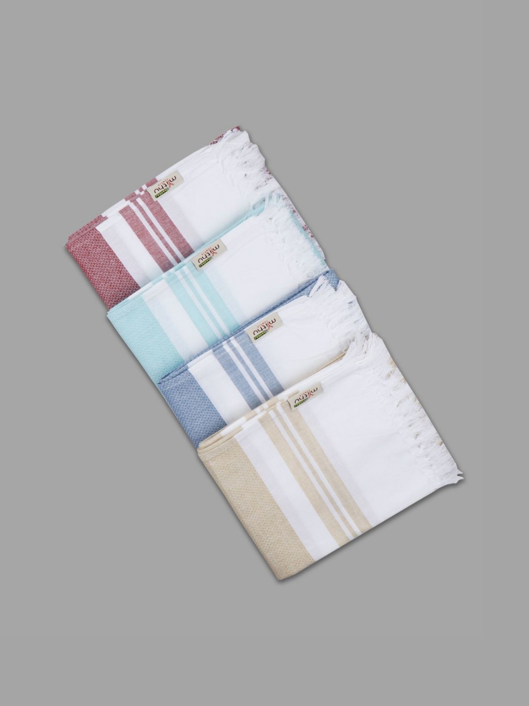 

Ramraj Red & Blue 4 Pieces Striped Pure Cotton 170 GSM Bath Towels