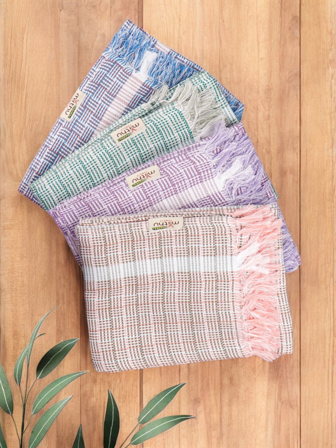 

Ramraj Pack of 4 Pure cotton Striped Multicolor 180 GSM Towel Set, Purple