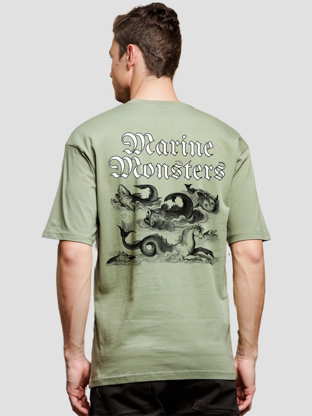 

ADRO Men Typography Printed V-Neck T-shirt, Olive