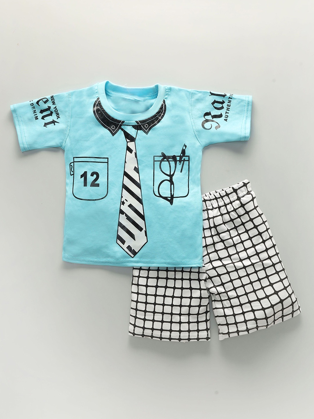 

BAESD Boys Printed T-shirt with Shorts, Blue