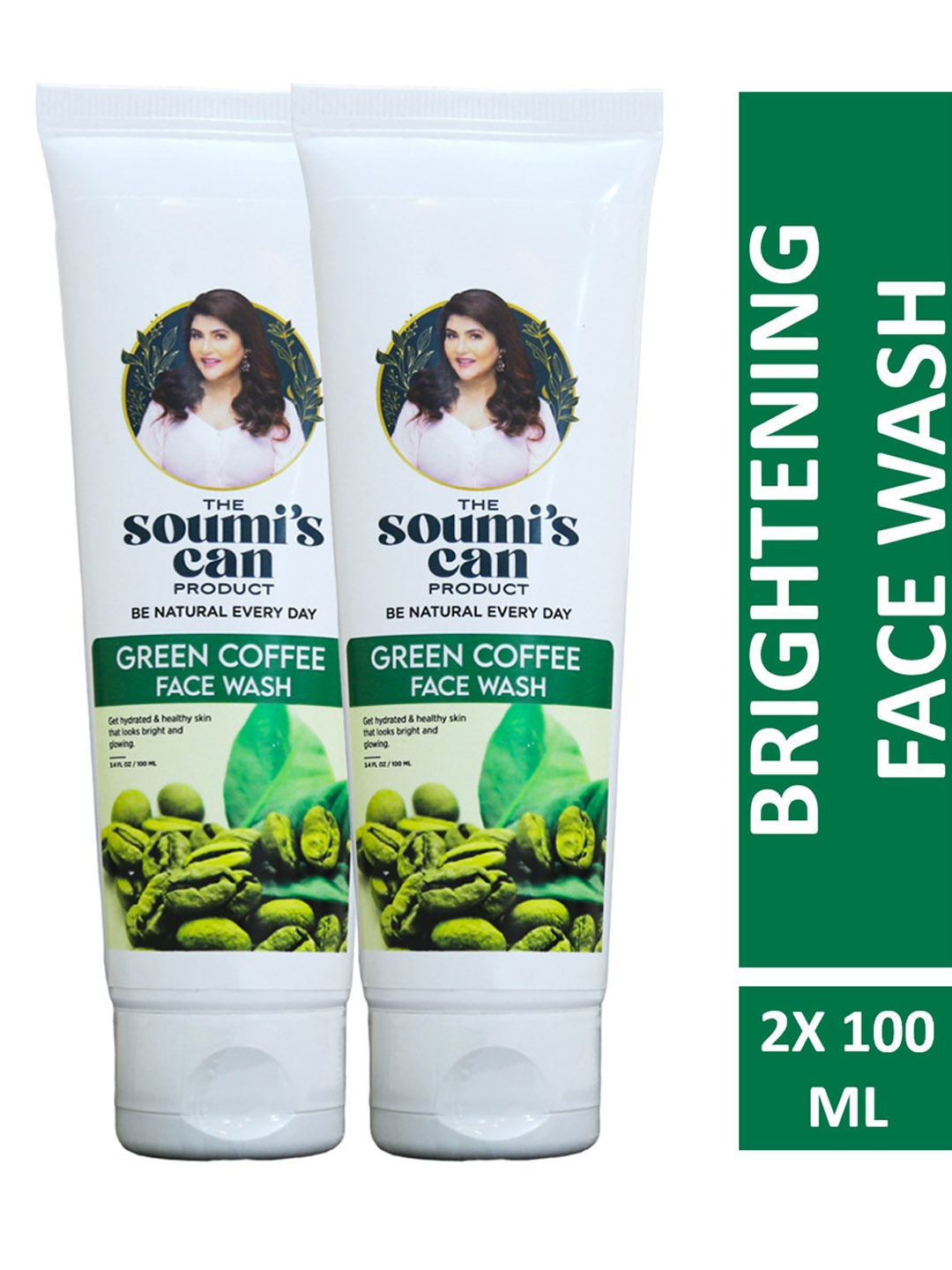 

THE SOUMI'S CAN PRODUCT Pack of 2 Green Coffee Face Wash - 100ml, Brown