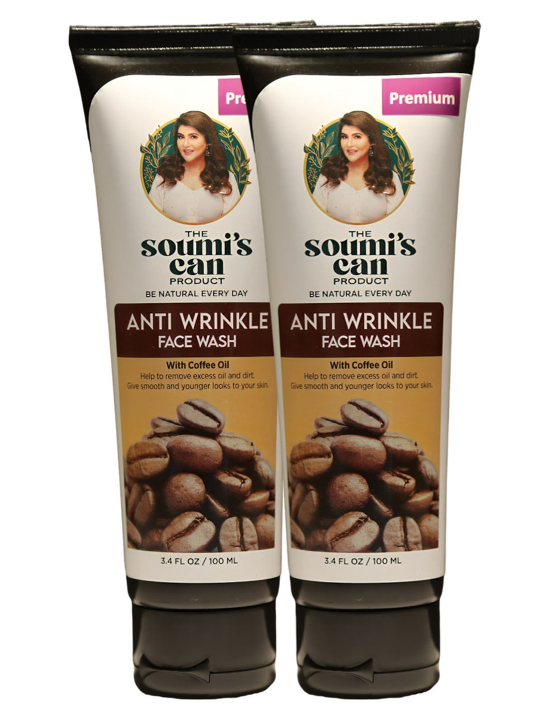 

THE SOUMI'S CAN PRODUCT Anti Wrinkle Set Of 2 Coffee Oil Face Wash -100ml Each, Brown