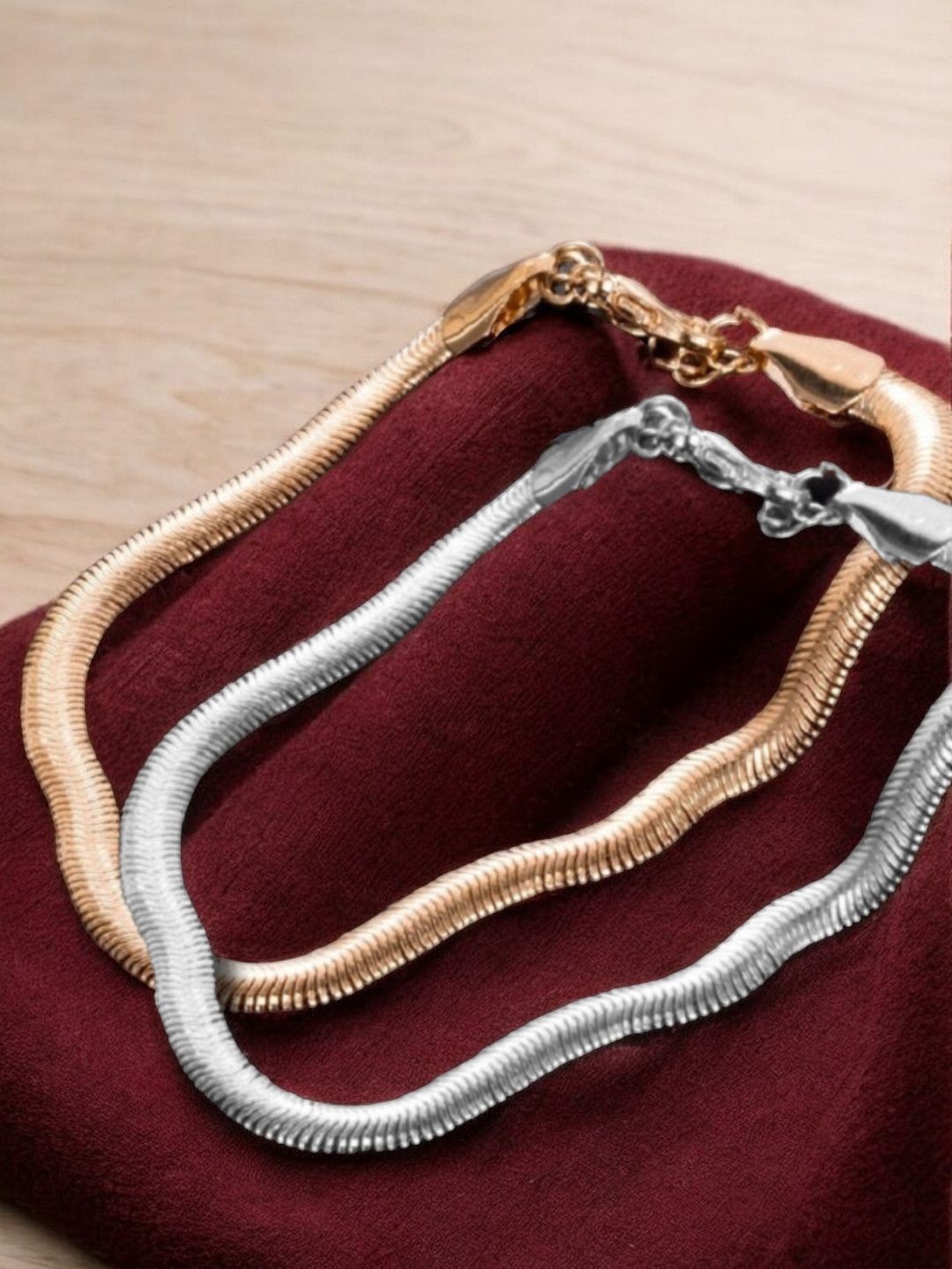 

fabula Set Of 2 Delicate Snake Choker Necklace, Gold