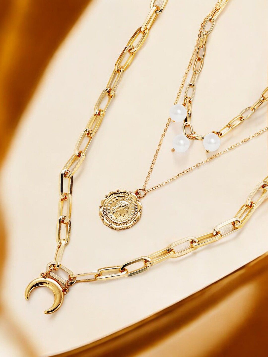 

fabula Beaded Layered Charm Necklace, Gold
