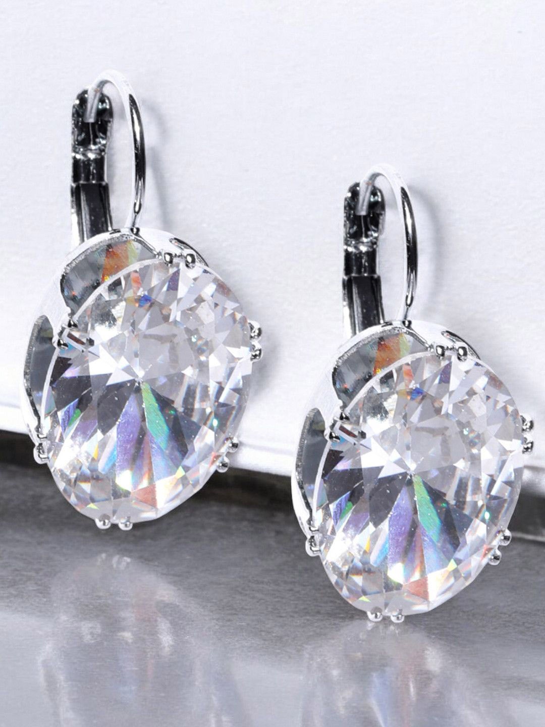 

fabula Cubic Zirconia Hoop Earrings, Silver