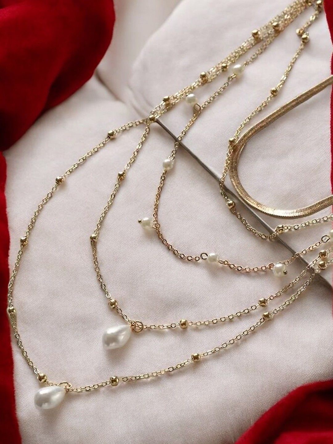 

fabula Pearl Beaded Layered Necklace, Gold