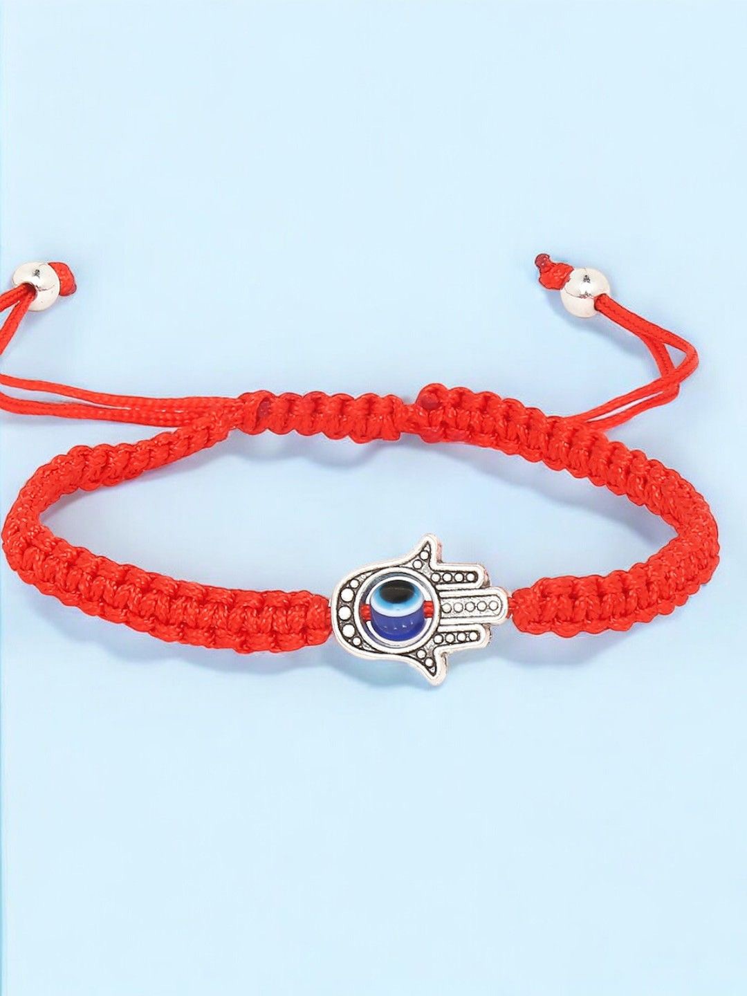 

fabula Braided Hamsa Evil Eye Charm Bracelet, Silver