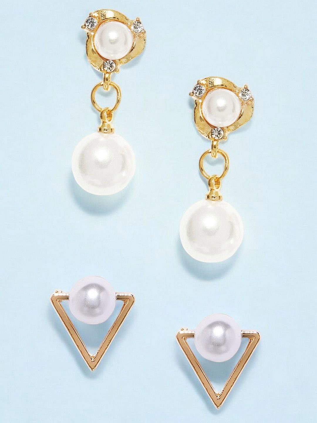 

fabula Set Of 2 Pearls Studs & Drop Earrings, Gold