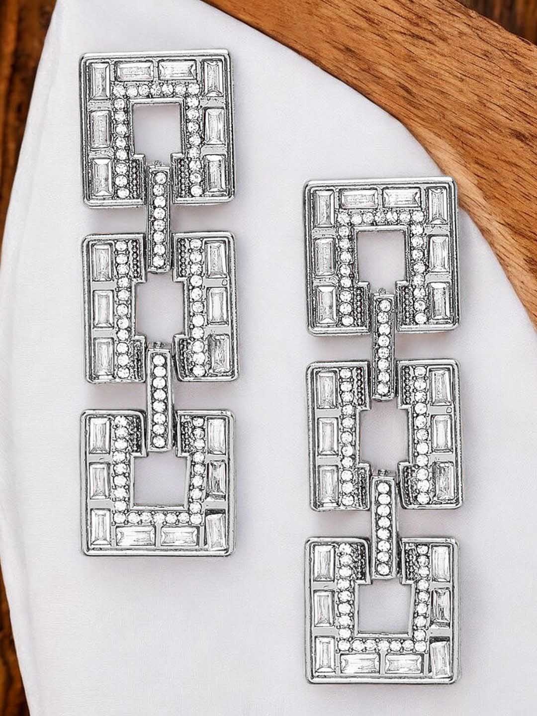 

fabula Crystals Square Drop Earrings, Silver