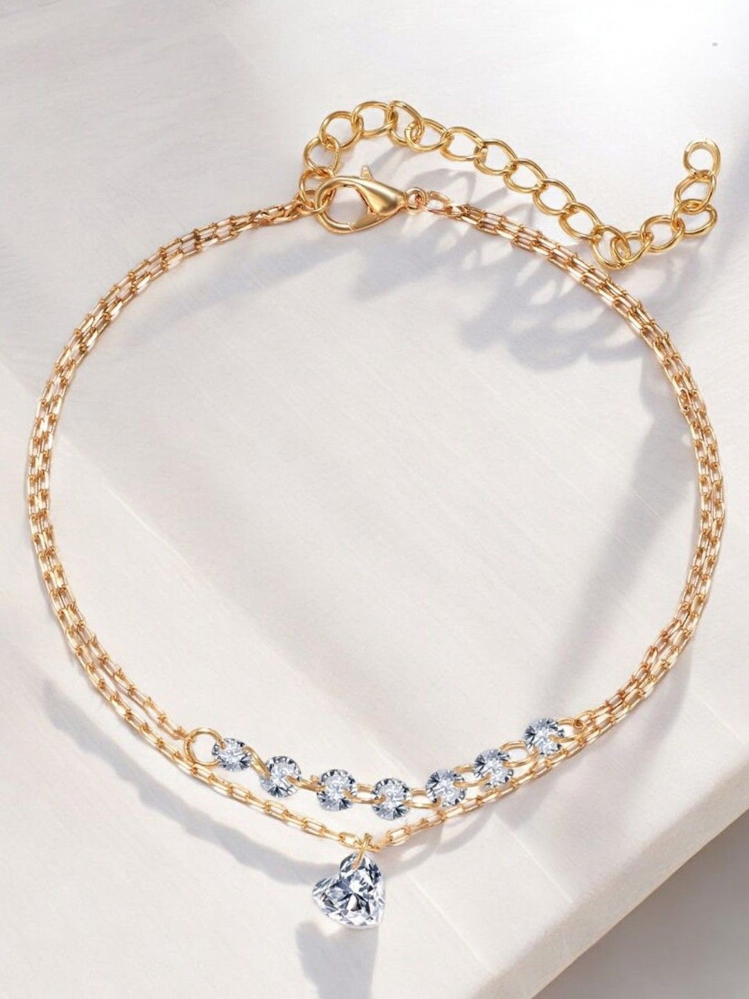 

fabula Cubic Zirconia Studded Link Bracelet, Gold