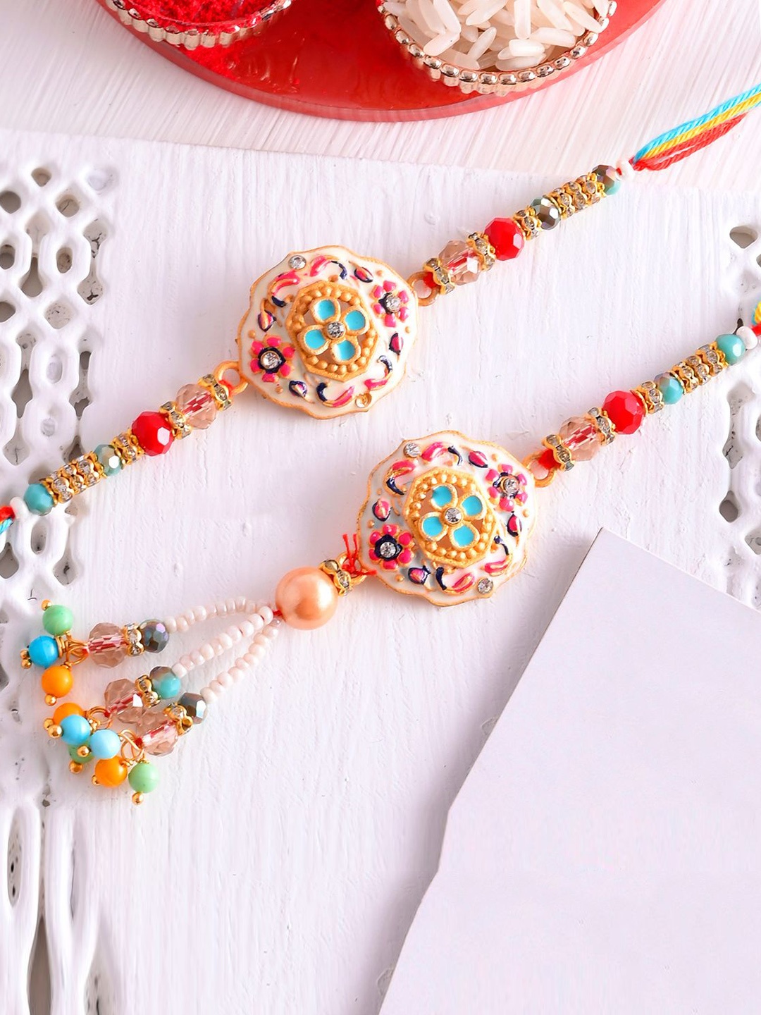

Ascension Set Of 2 Rakhis With Roli Chawal, Blue
