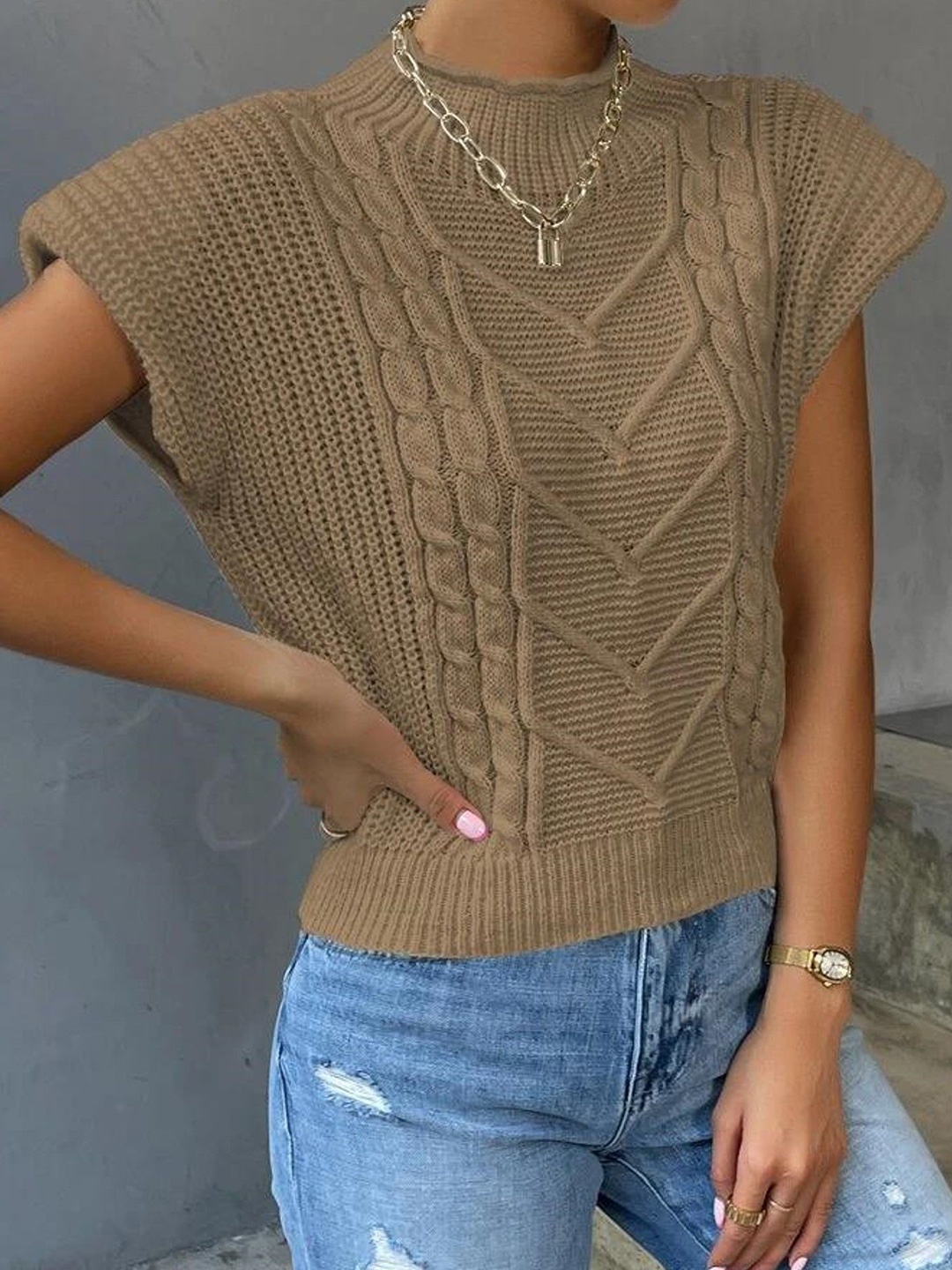 

StyleCast Striped Top, Khaki