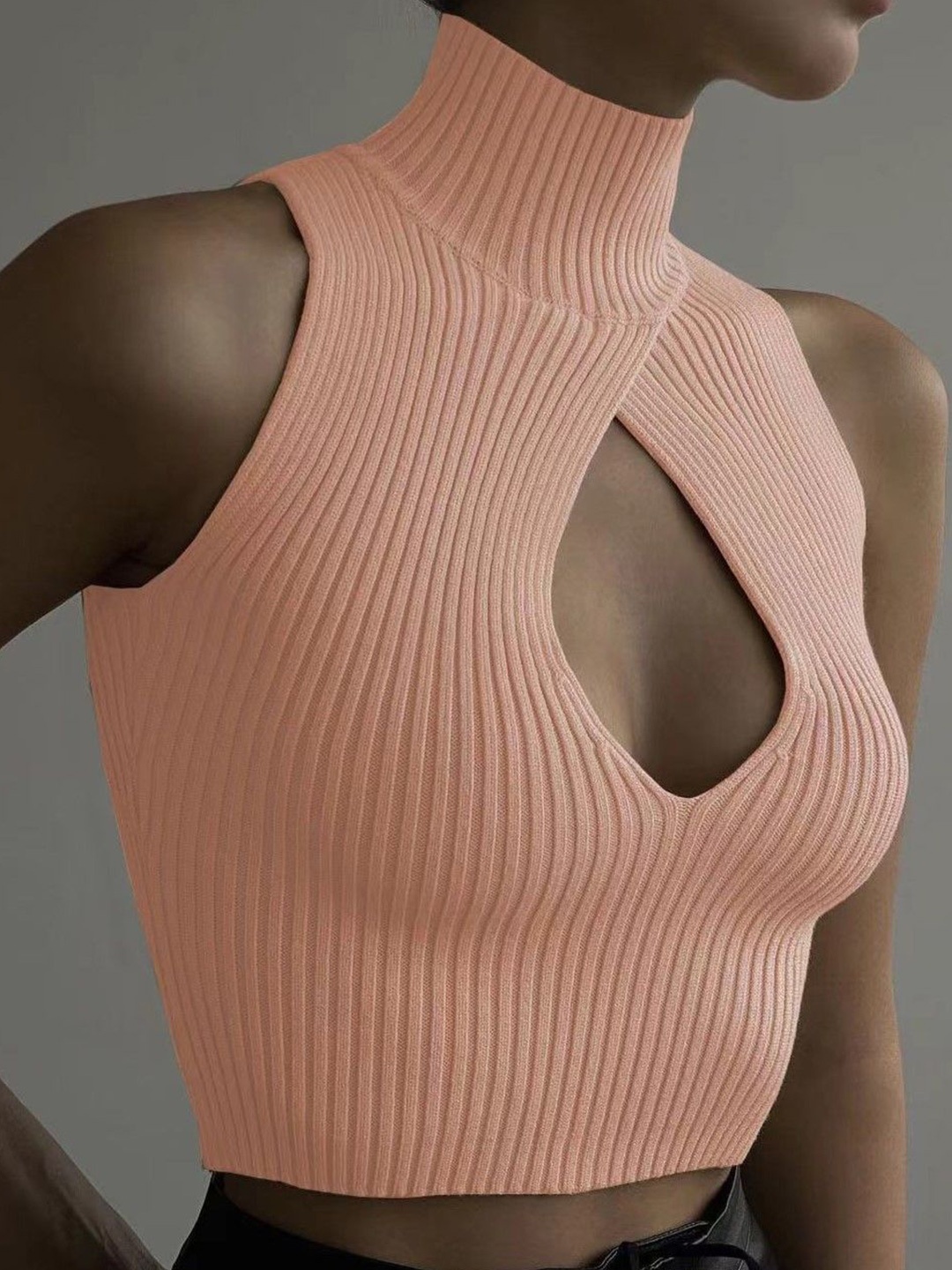 

StyleCast Striped Crop Top, Beige
