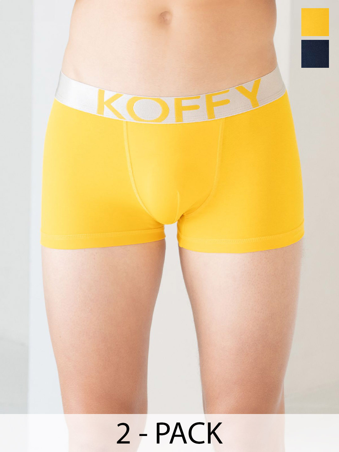 

KOFFY Pack Of 2 Cotton Mid Rise Breathablity Trunks KOFFY_KI27_NB_YLW_, Navy blue