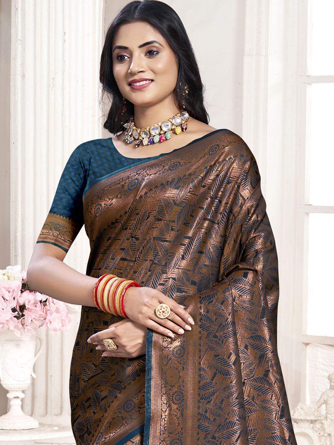 

Exclusiva Woven Design Zari Banarasi Saree, Blue