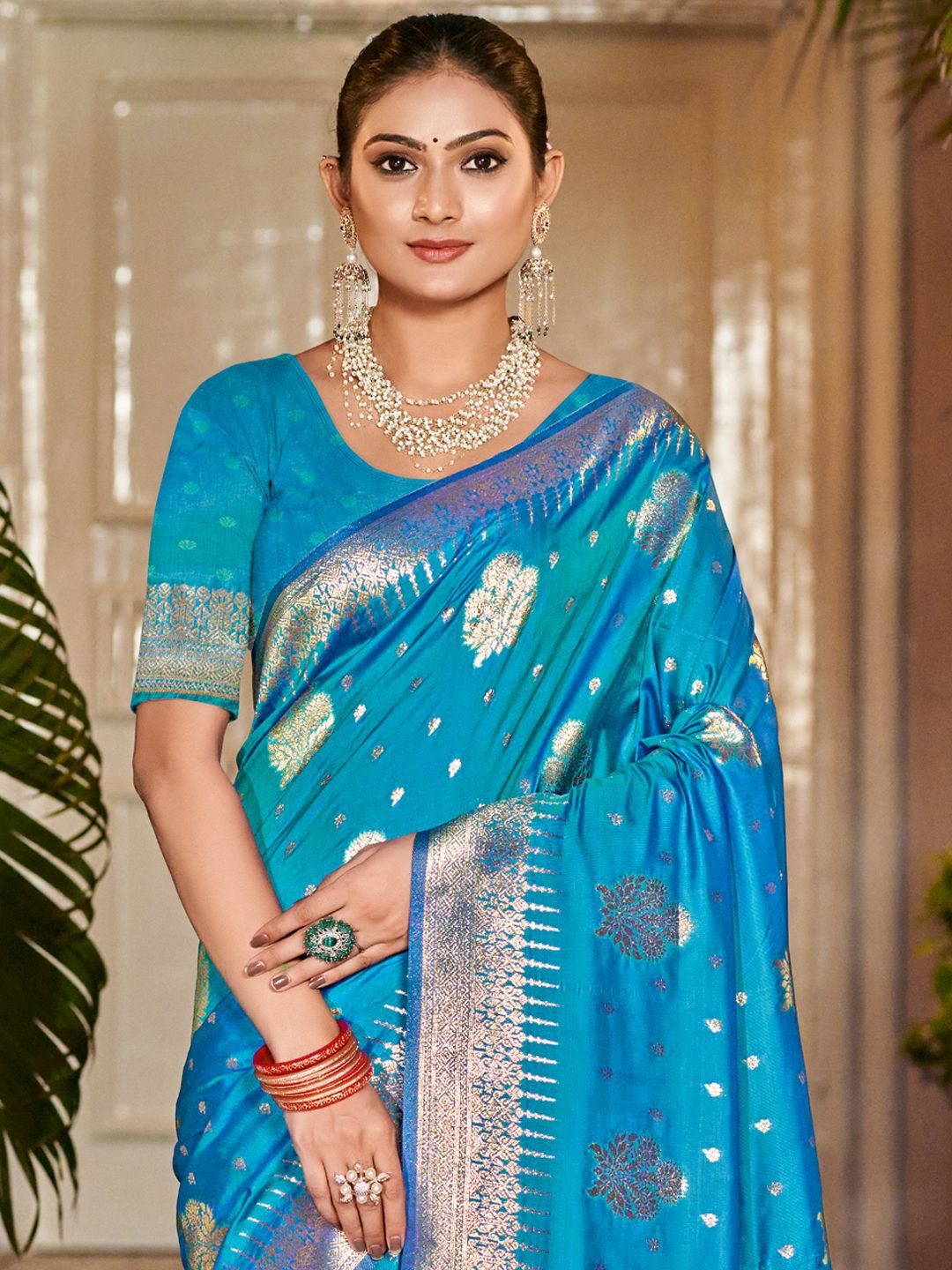 

Exclusiva Ethnic Motifs Zari Saree, Blue