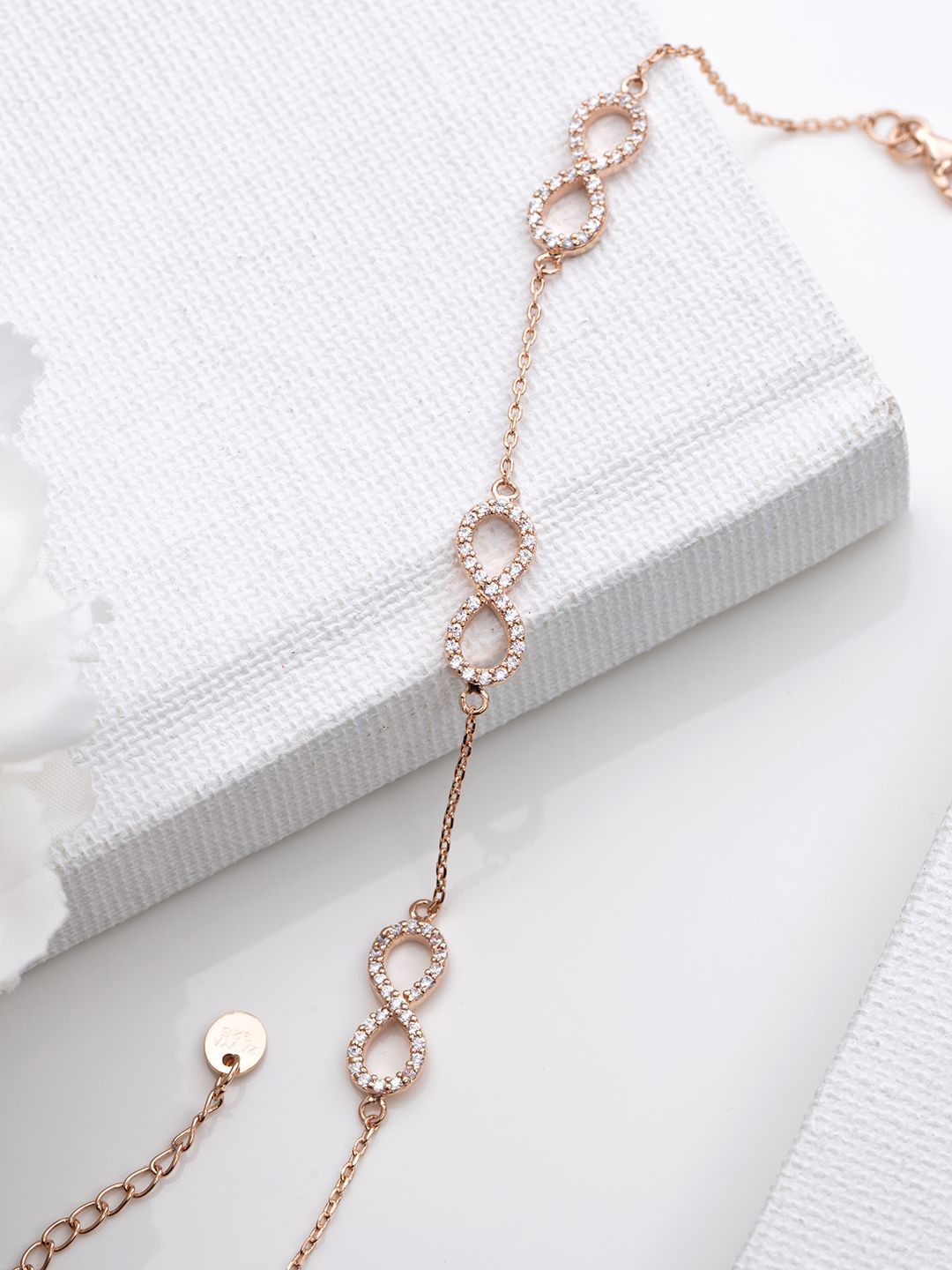 

Zavya 925 Sterling Silver Rose Gold-Plated Cubic Zirconia Wraparound Bracelet