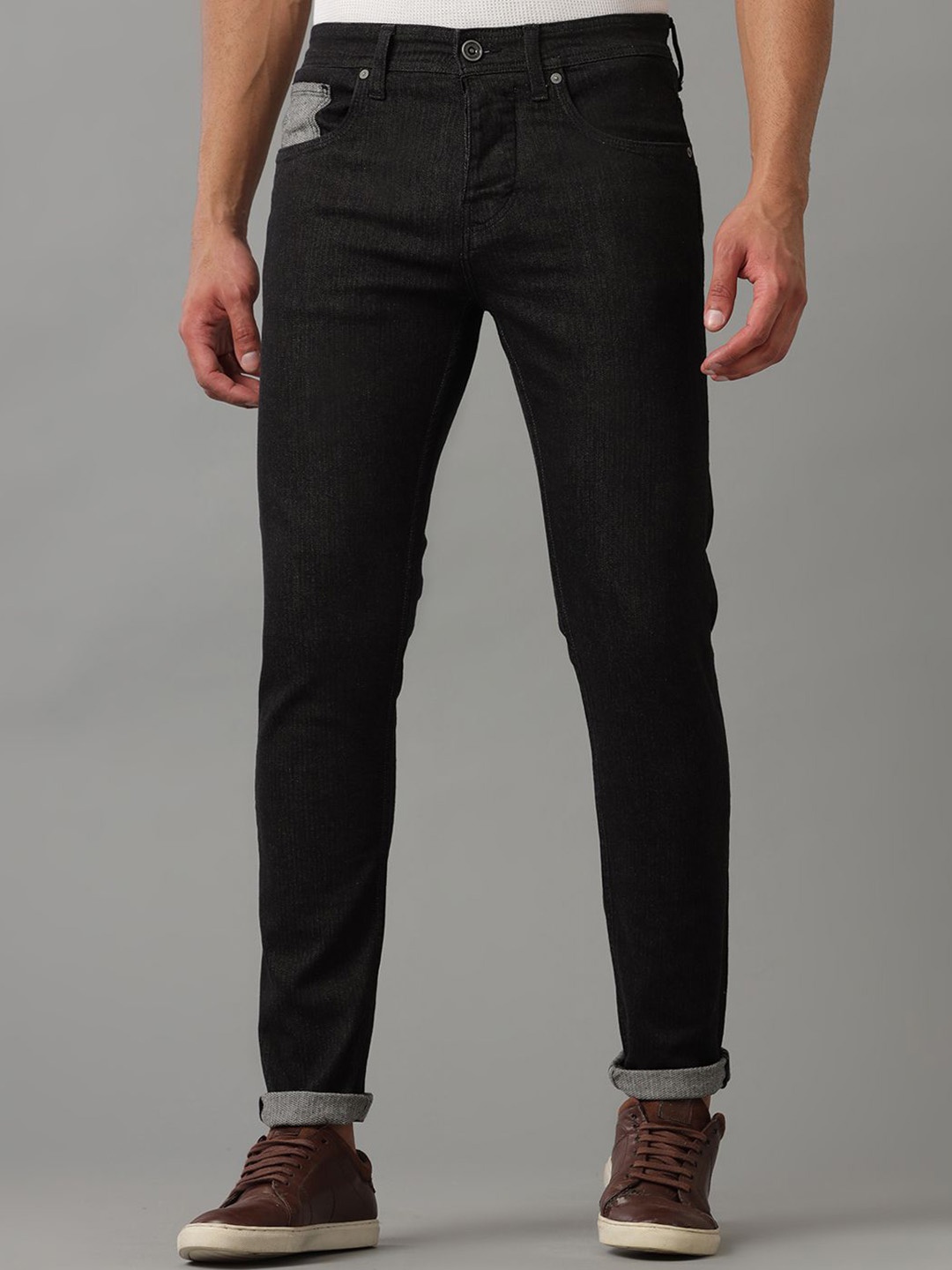 

Voi Jeans Men Comfort Straight Fit Stretchable Jeans, Black