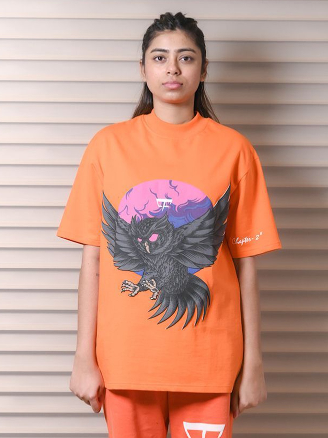 

9FIGR Unisex Round-Neck Oversized T-shirt, Orange