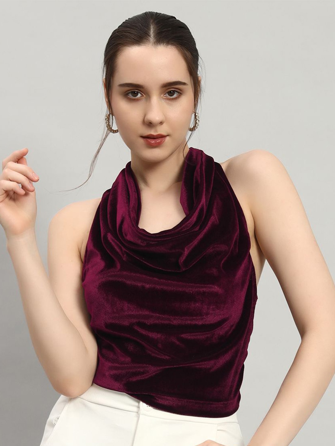 

VAARARO Velvet Tank Top, Burgundy