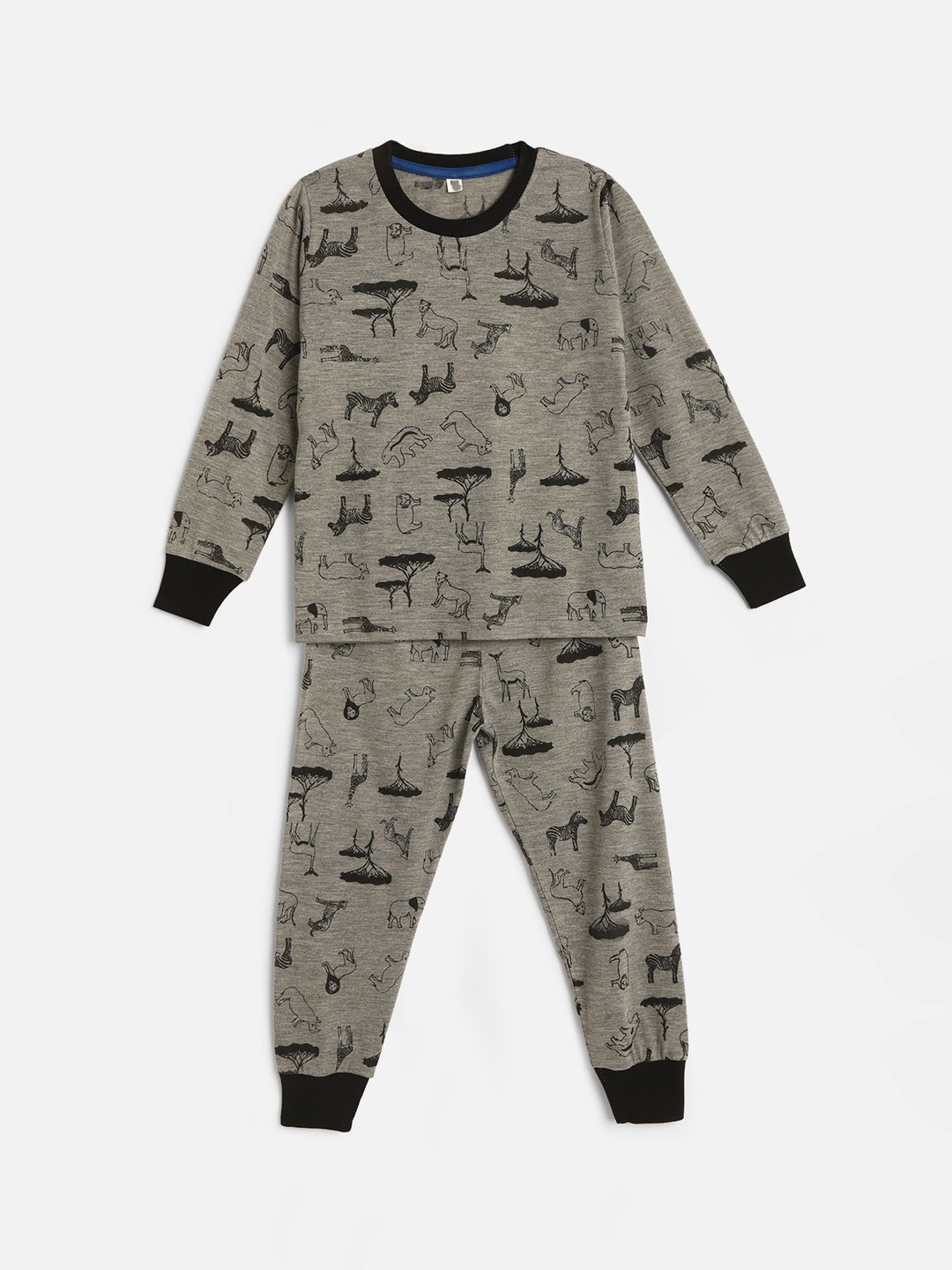 

HERE&NOW Boys Printed Night suit, Grey