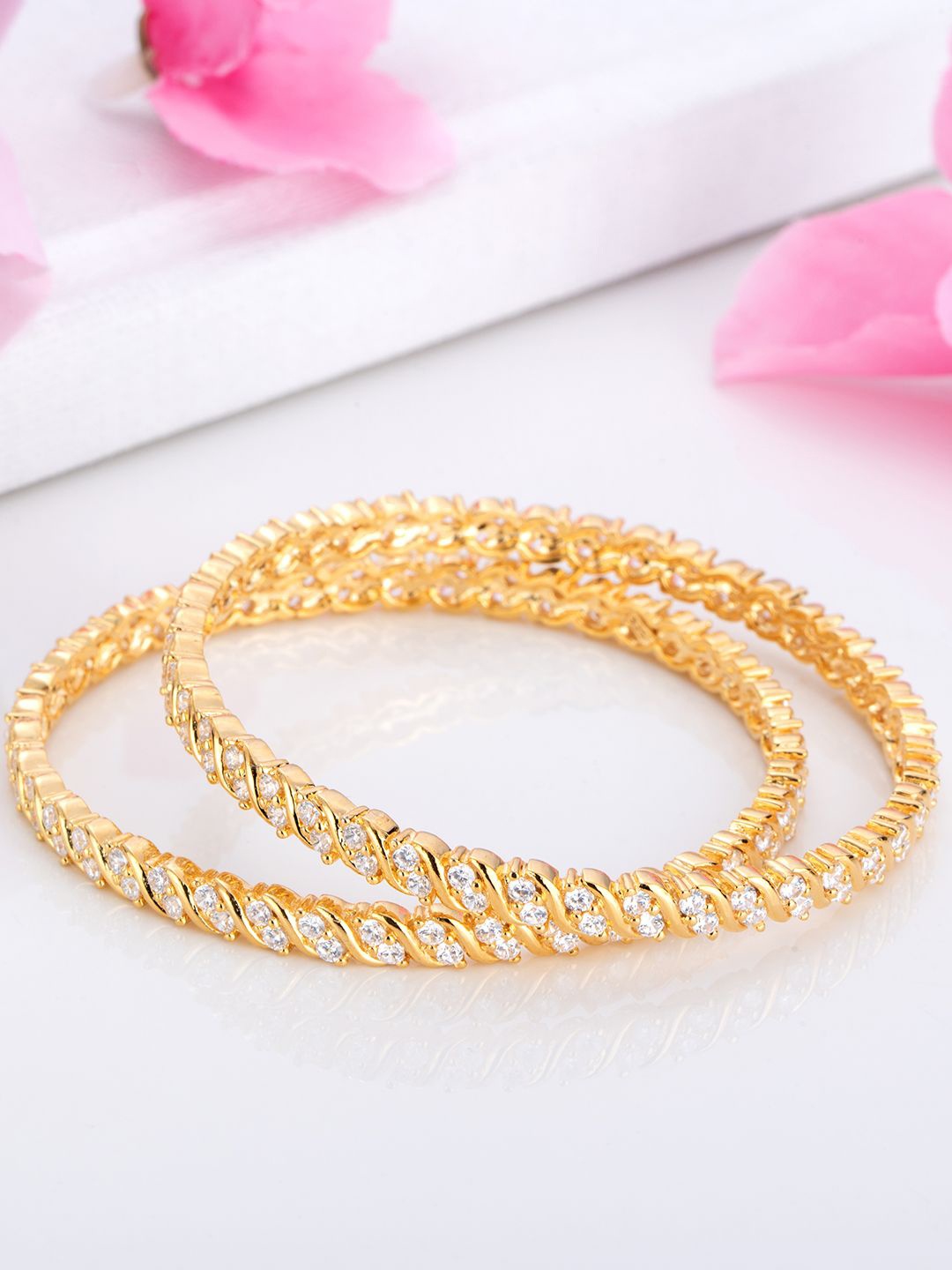 

Zavya 925 Pure-Silver Gold-Plated Bangles