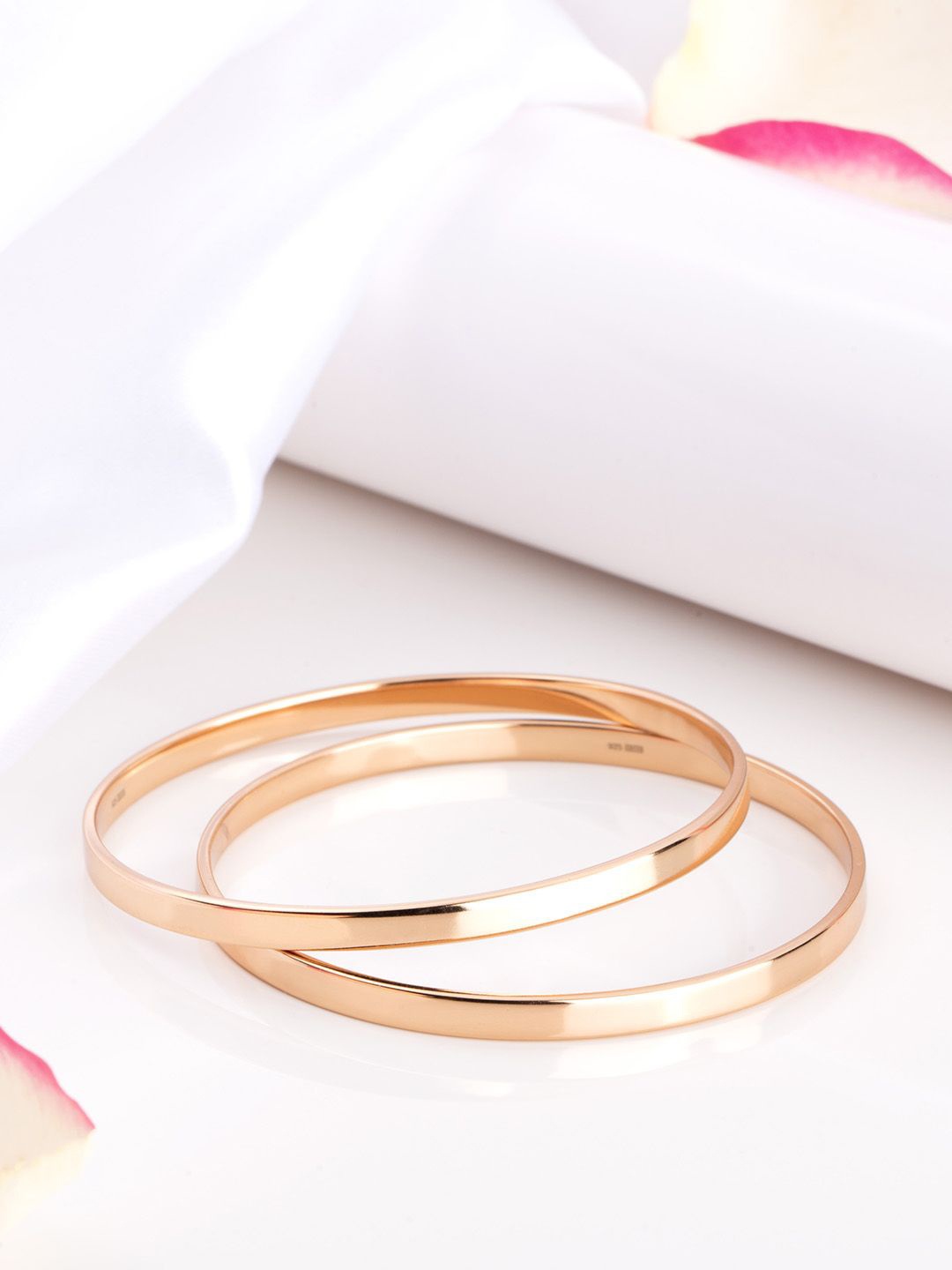 

Zavya 925 Pure-Silver Rose Gold-Plated Bangles