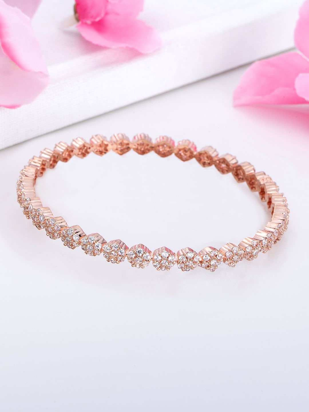 

Zavya Rose Gold-Plated Stone Studded Bangles