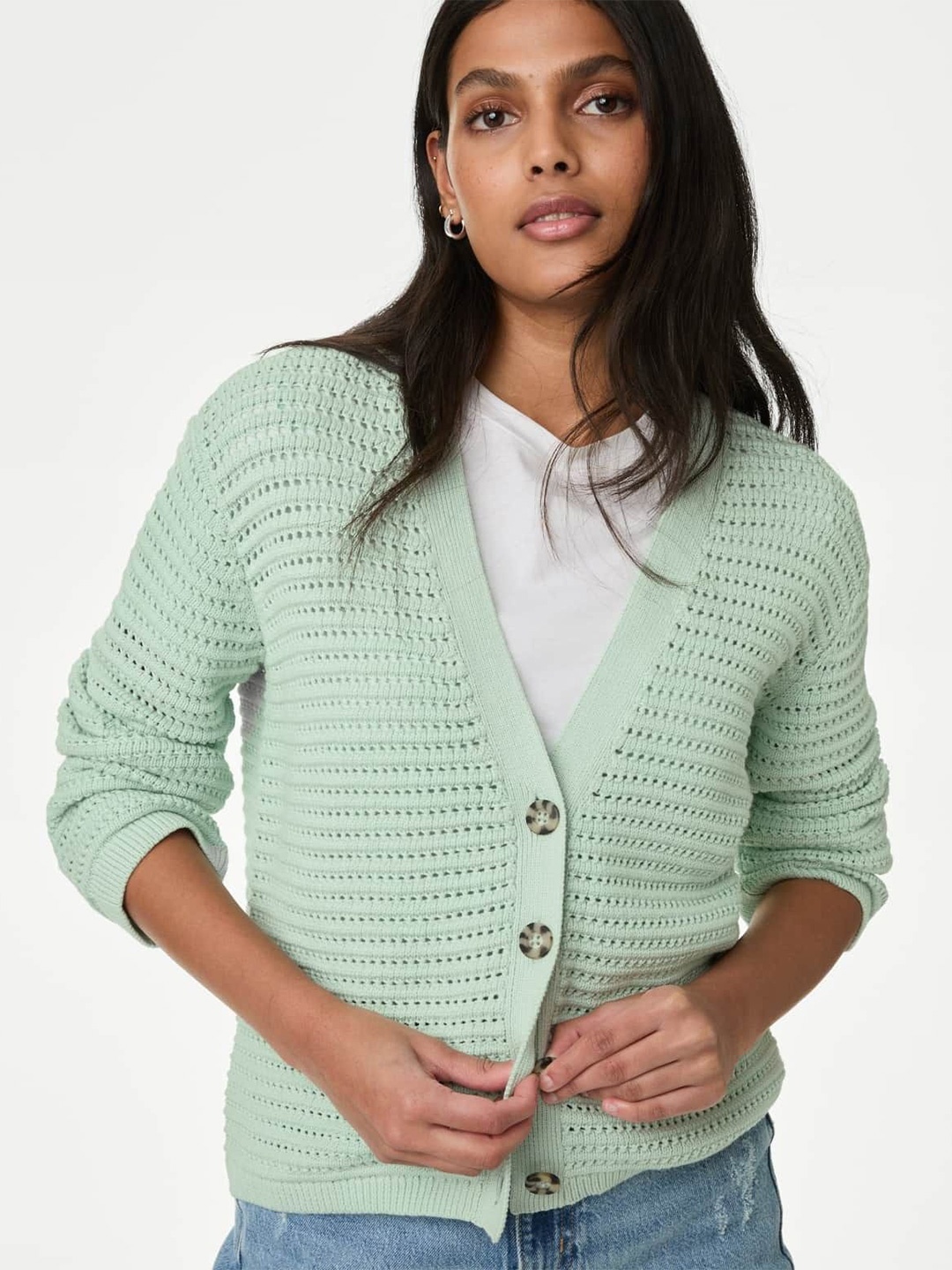 

Marks & Spencer Women Cardigan, Green