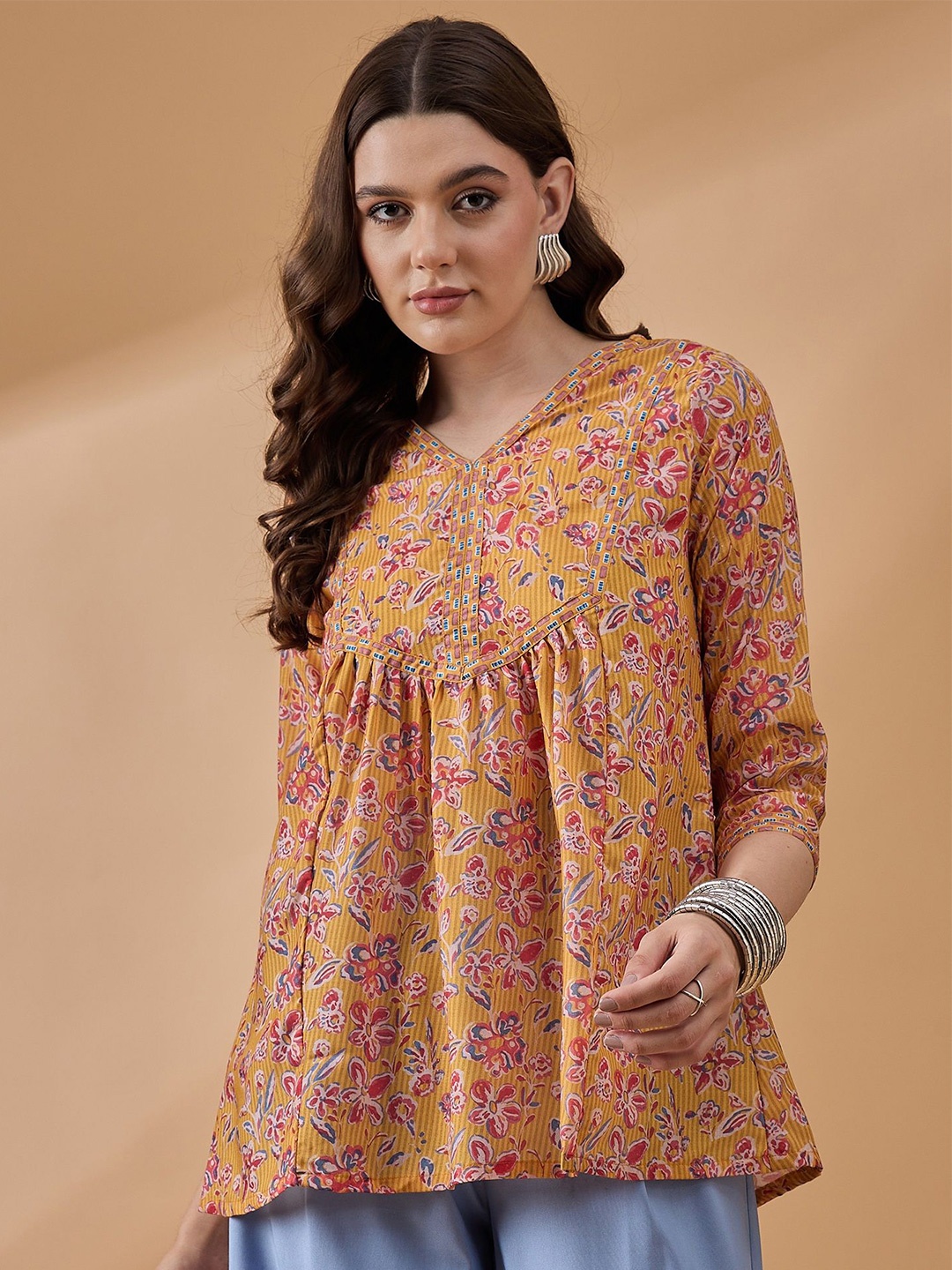 

all about you Print Ethnic Empire Top, Yellow