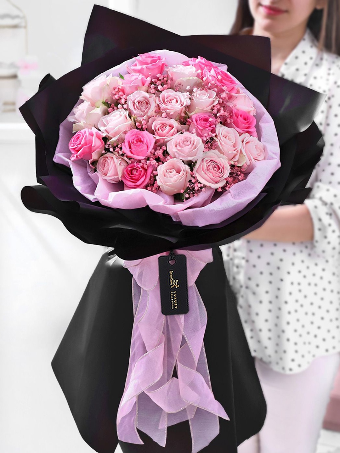 Interflora Roses Fresh Flowers Bouquet, Pink
