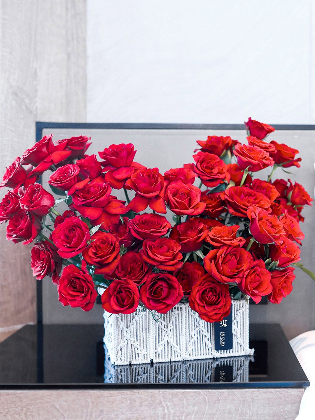 Interflora 50-Pcs Rose Fresh Flowers Basket, Red