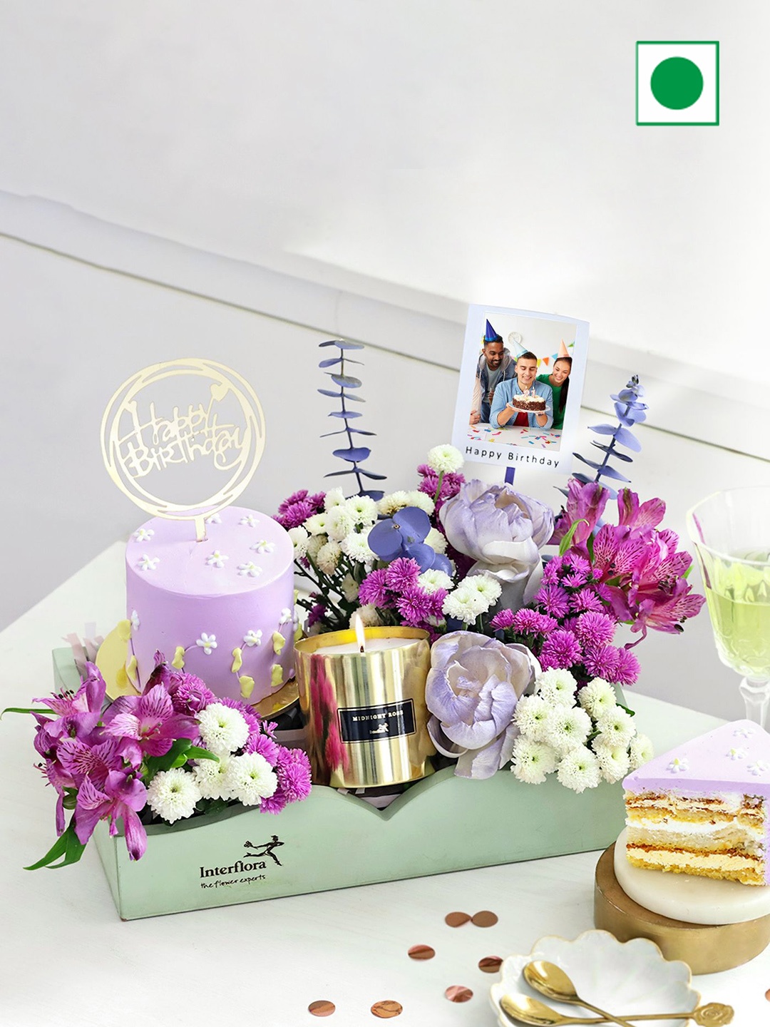 

Interflora Fresh Flowers With Cake & Candle, Multi