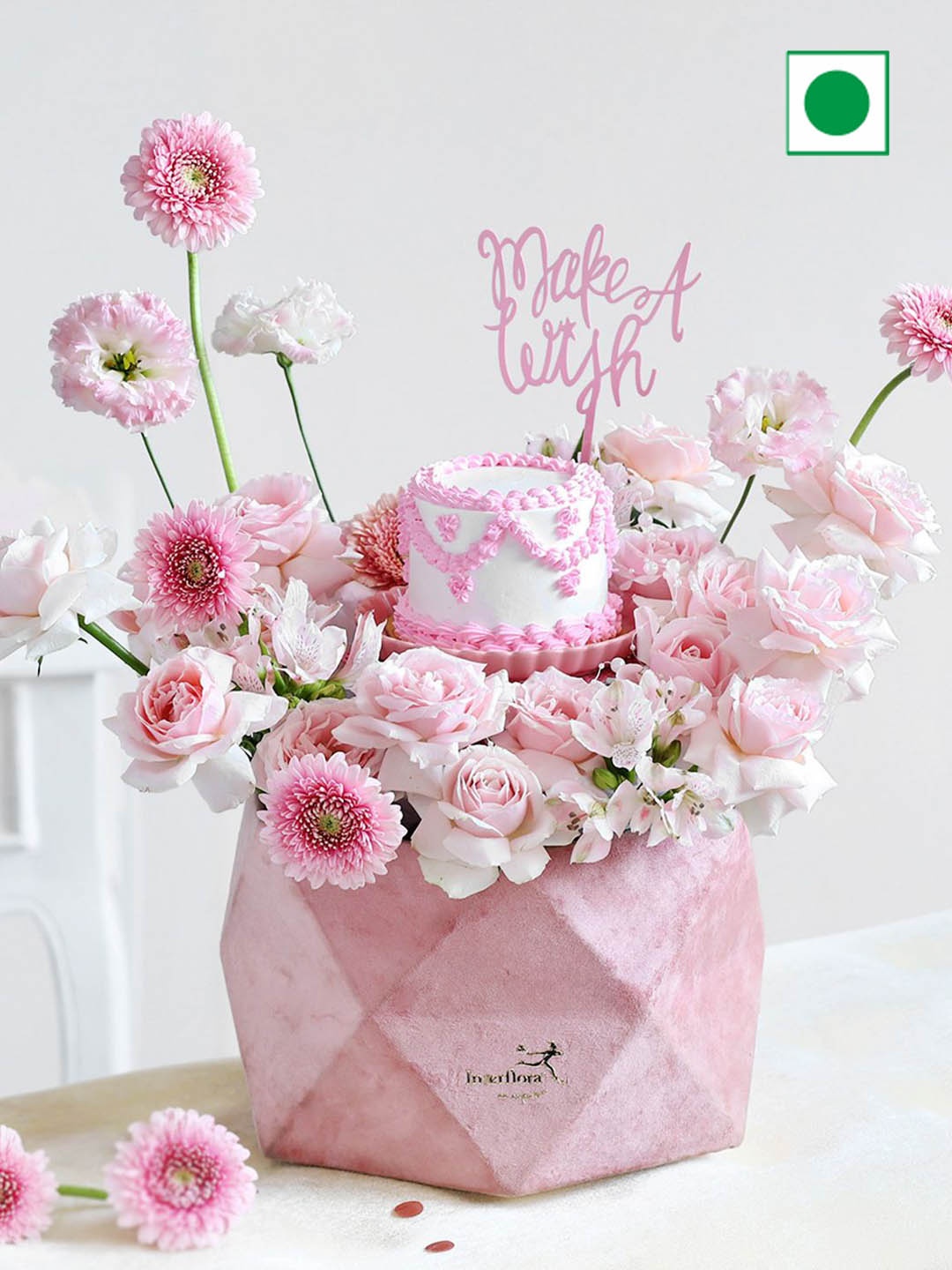 

Interflora Fresh Flowers Bouquet With Cake, Multi