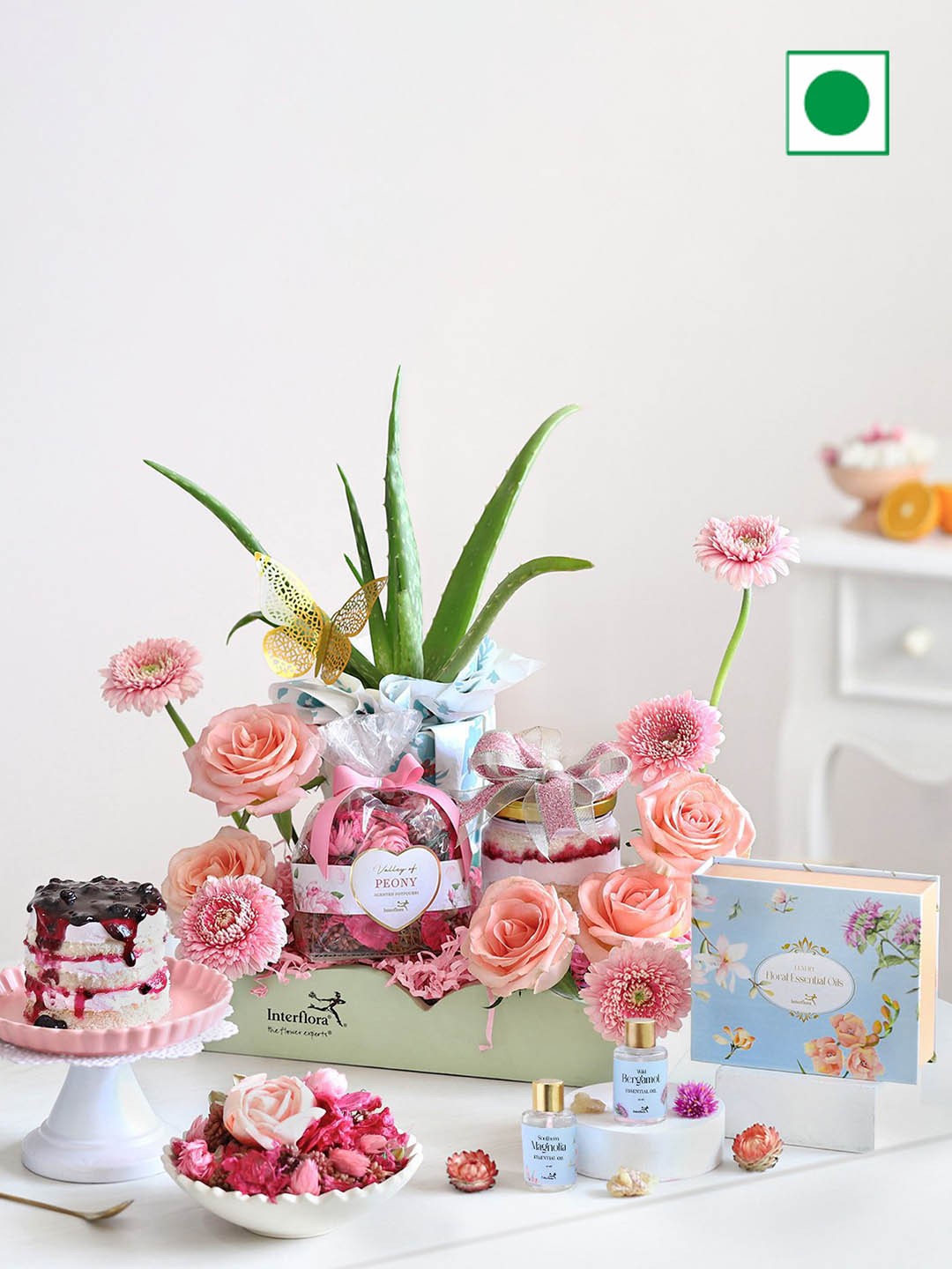 

Interflora Fresh Flowers With Cake & Gifts, Multi
