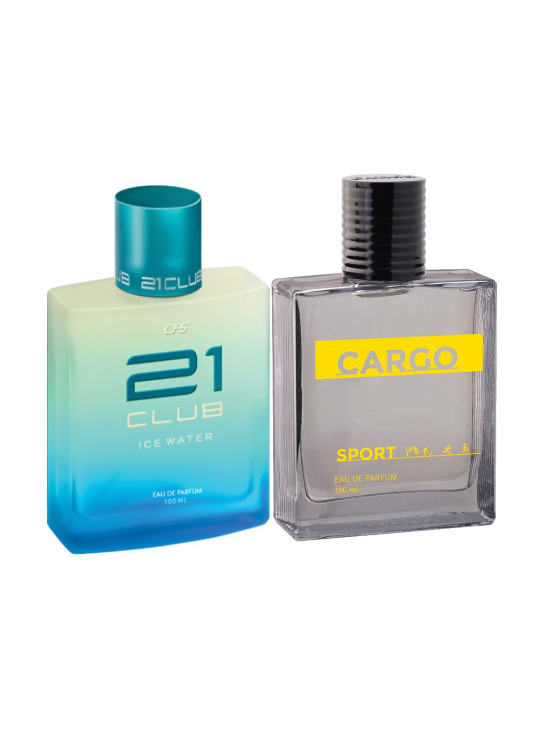 

CFS Ice Water & Cargo Sport Set Of 2 Long Lasting Eau De Parfum - 100ml Each, Blue