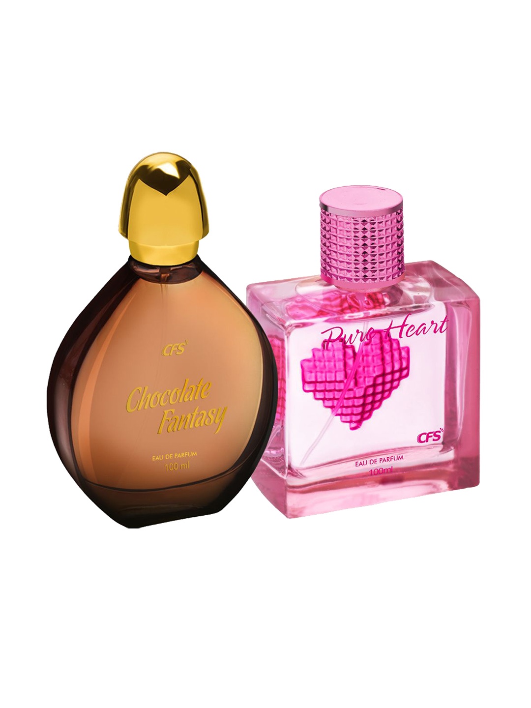 

CFS Chocolate Fantasy & Pure Heart Pink Set Of 2 Long Lasting Eau De Parfum - 100ml Each, Brown