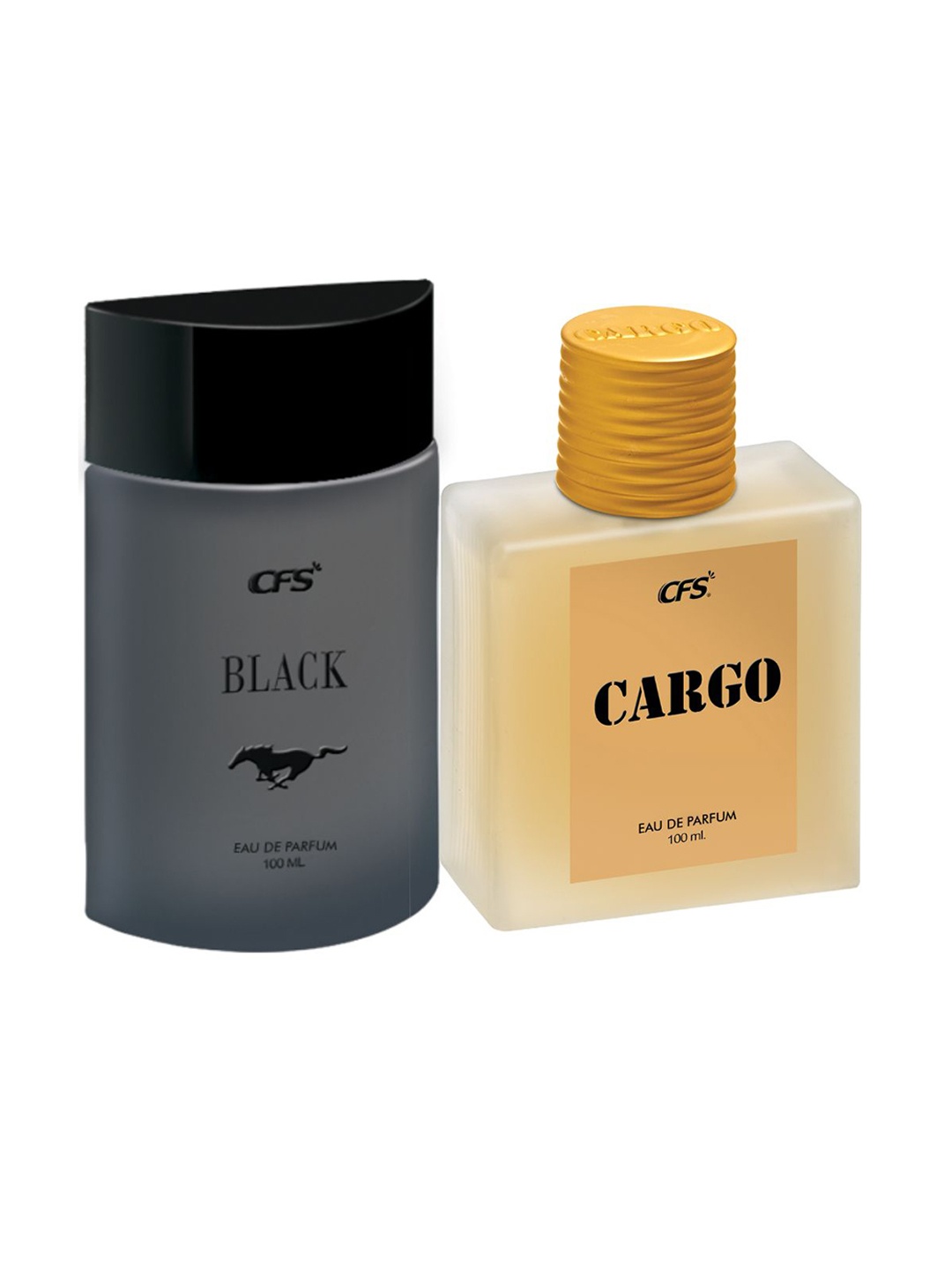 

CFS Set of Black & Cargo Khakhi Long Lasting Eau De Parfum - 100 ml each, Grey
