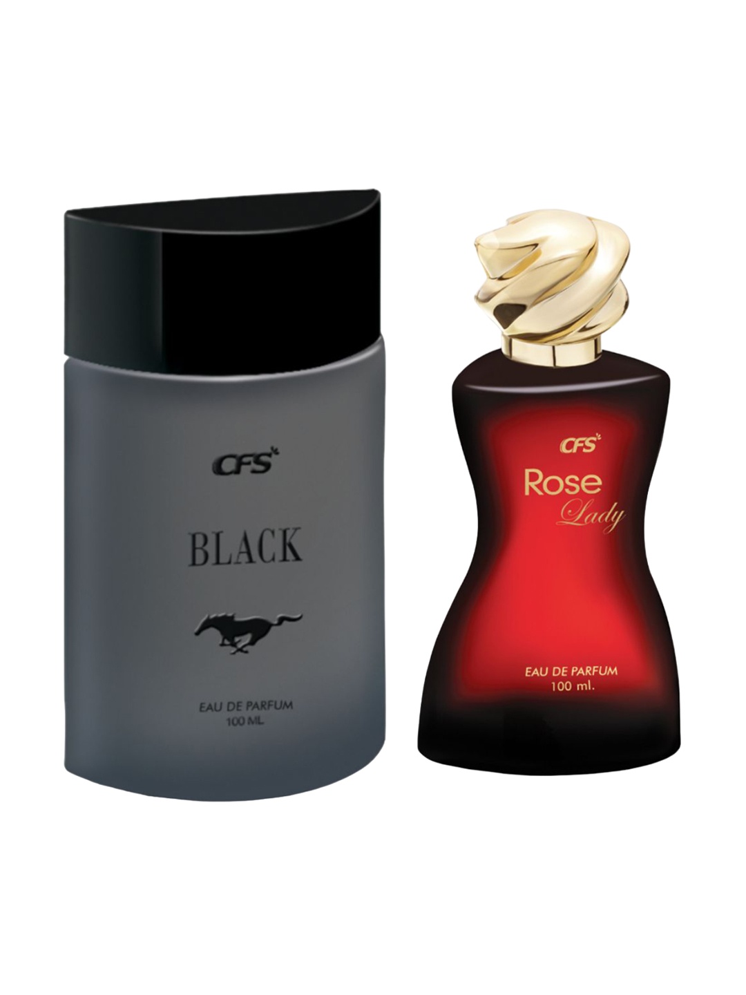 

CFS Set of Black & Rose Lady Long Lasting Eau De Parfum - 100 ml each, Grey