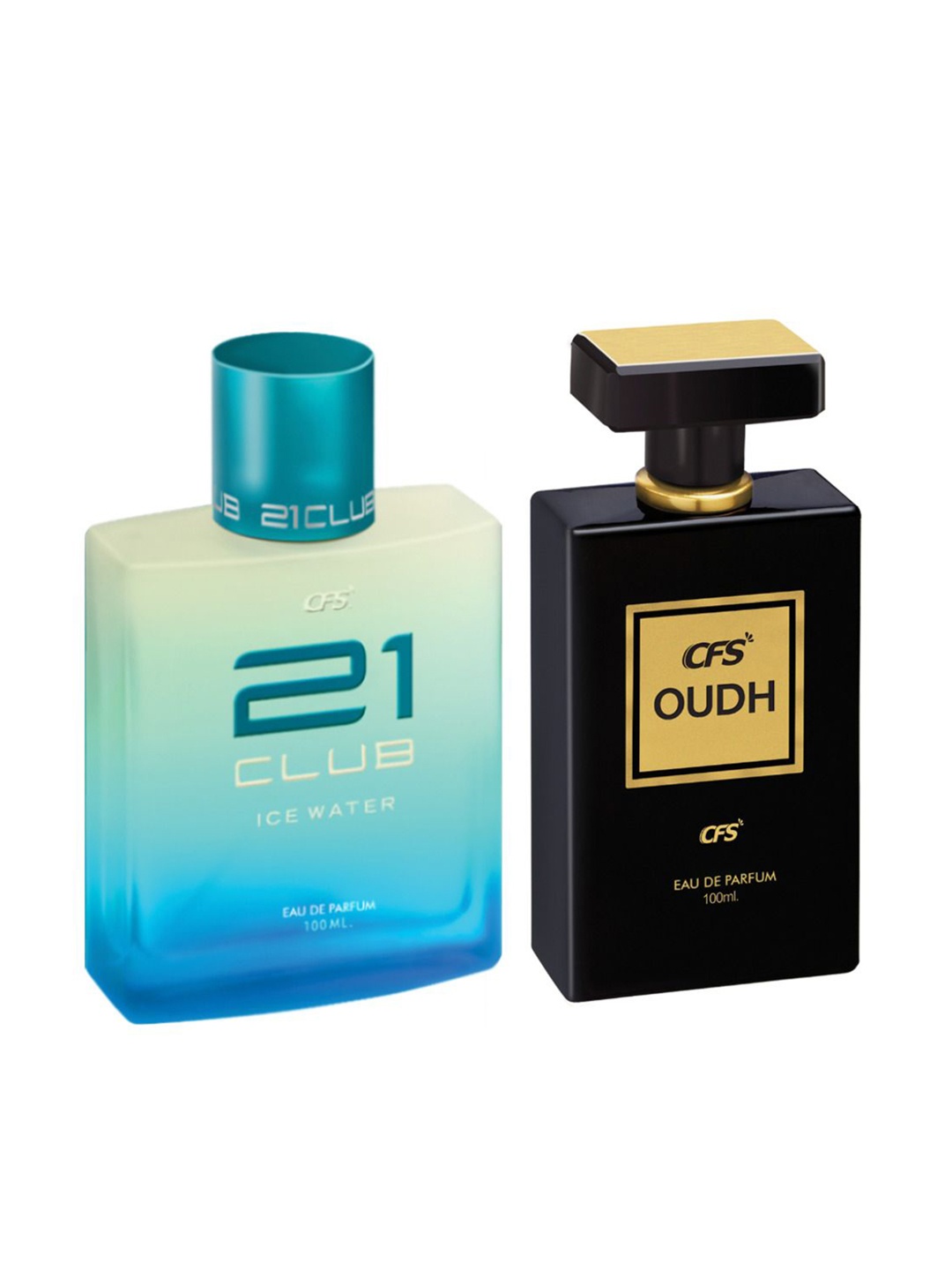 

CFS Set Of 2 Ice Water Eau De Perfume & Oudh Black Long lasting Perfume - 100ml Each, Blue