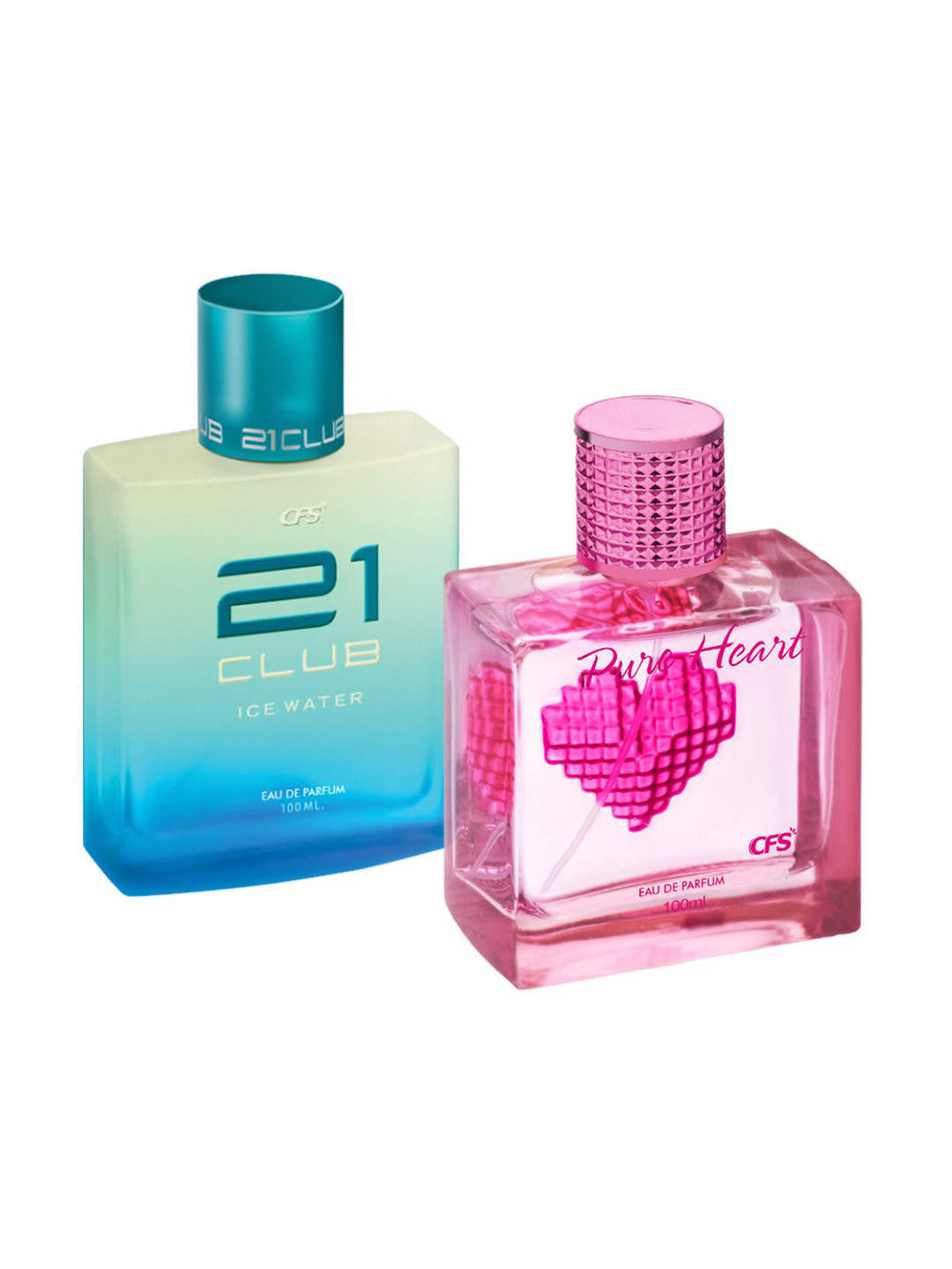 

CFS Set Of 2 Ice Water Eau De Perfume & Pure Heart Pink Long lasting Perfume - 100ml Each, Blue