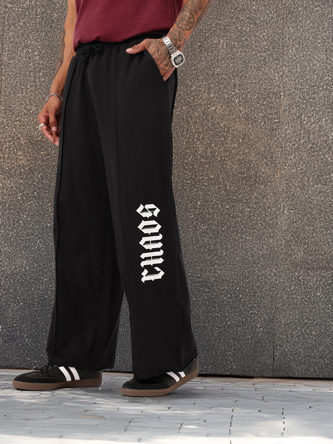 

Kook N Keech Men Urban Touch Printed Flared Fit Track Pants, Black